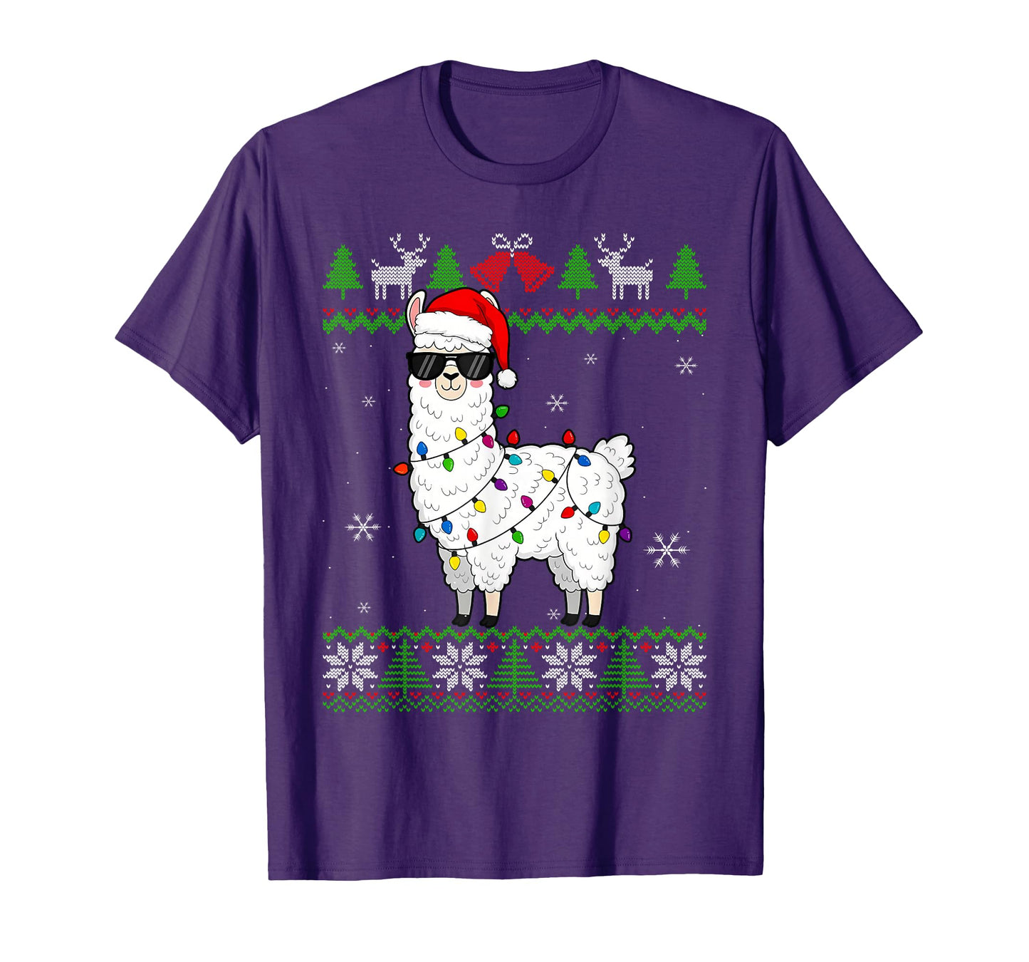 Christmas Llama Santa Hat Ugly Xmas Tree Alpaca T-Shirt
