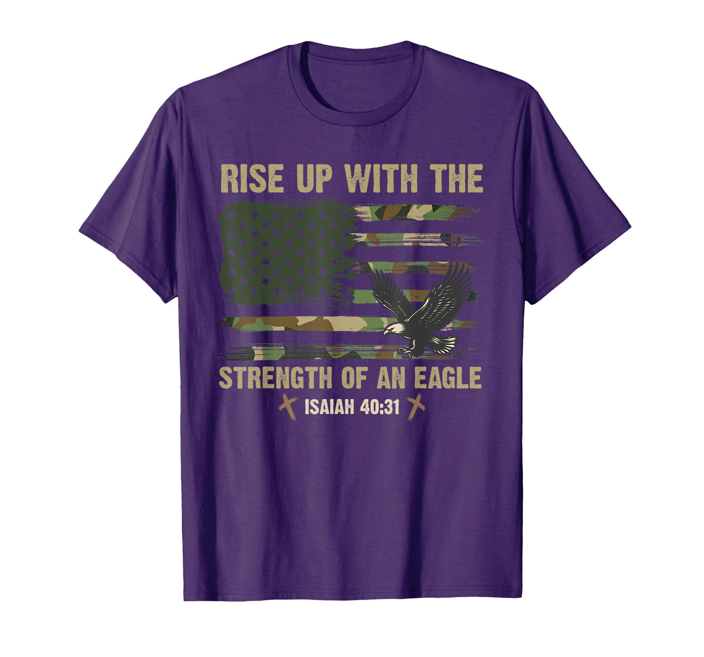 Rise Up With The Strength Of An Eagle USA Camo Flag Jesus T-Shirt