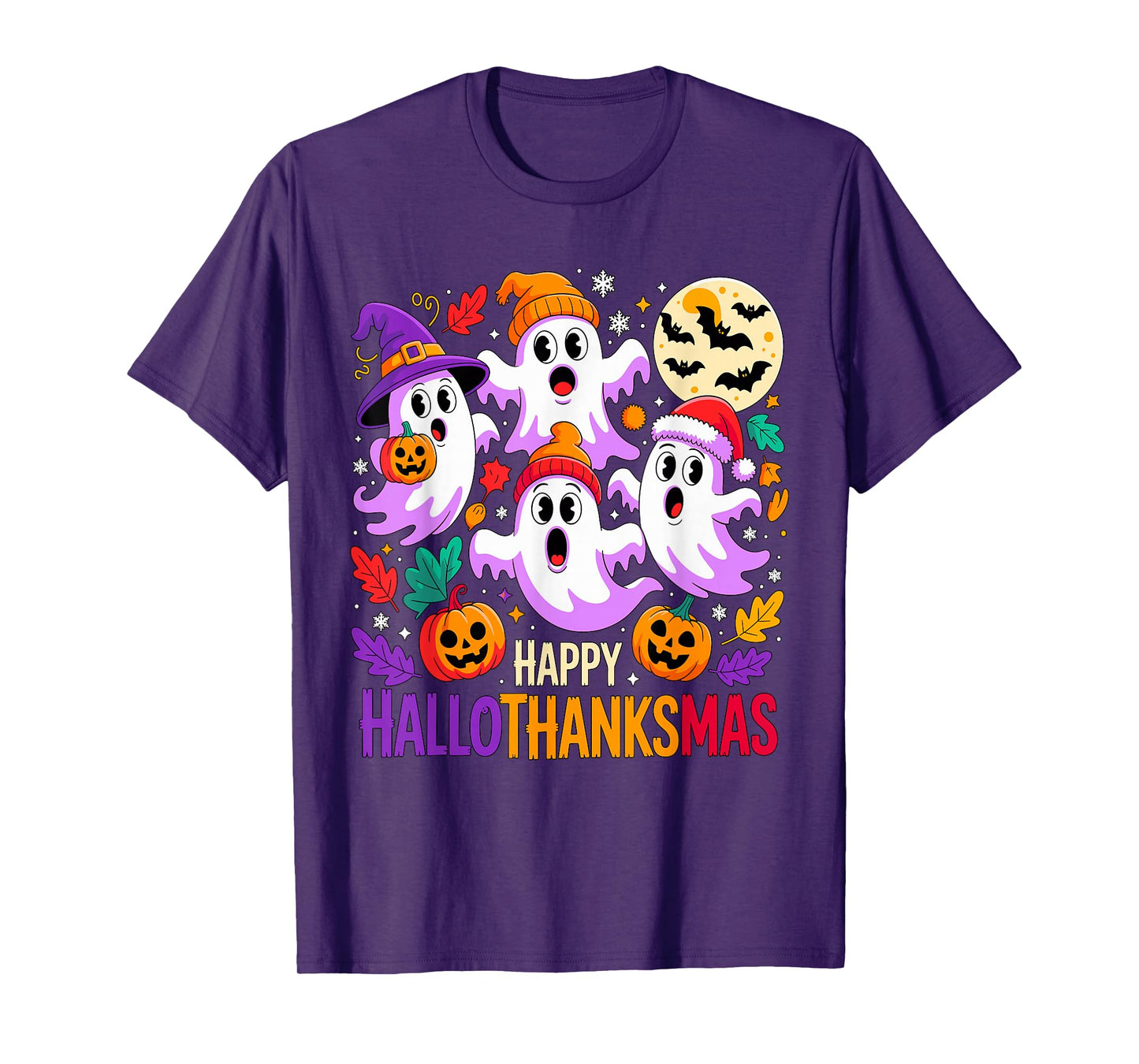Happy Hallothanksmas Ghosts and Pumpkins T-Shirt