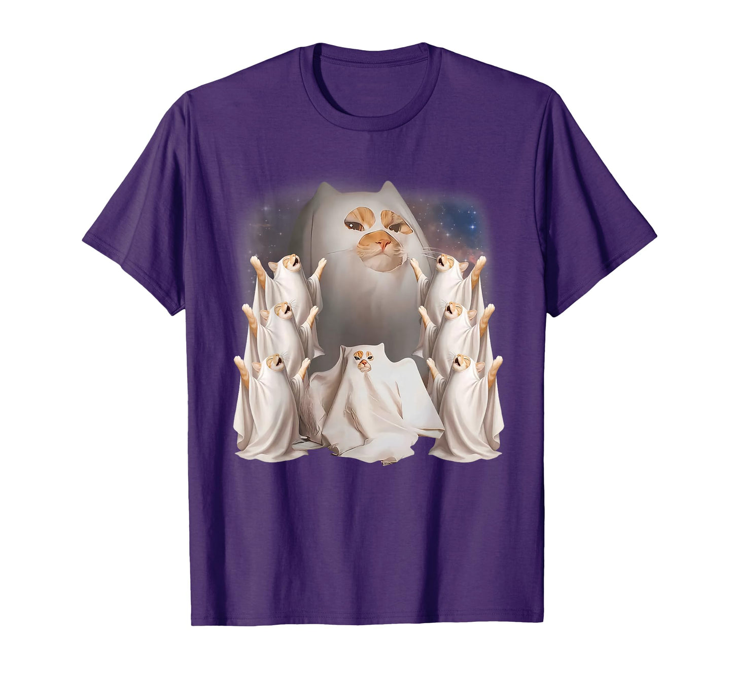 Vintage Ghost Cat Meme Funny Halloween Men Women Kids T-Shirt
