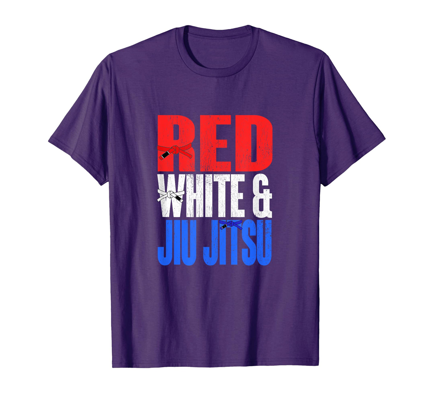 Red White and Jiu Jitsu Belt Patriotic Flag USA T-Shirt