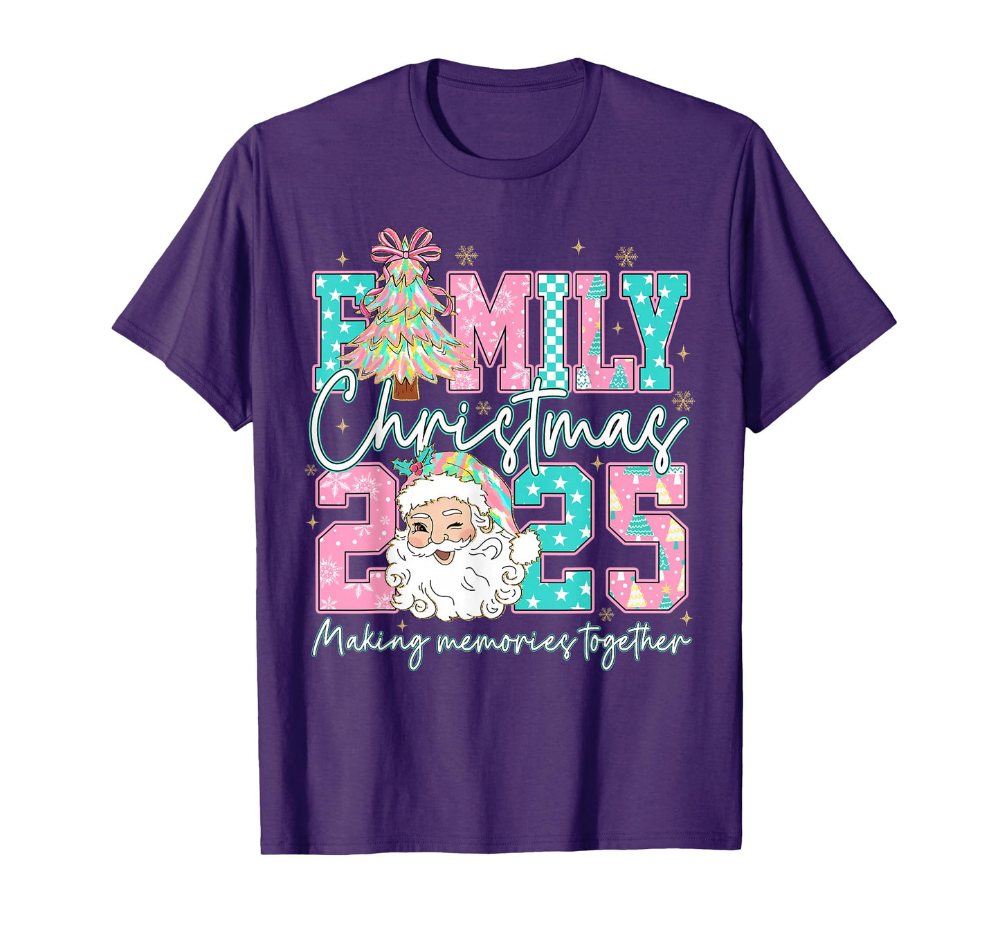 Family Christmas 2025 Santa Holiday Xmas Tree Coquette Bow T-Shirt