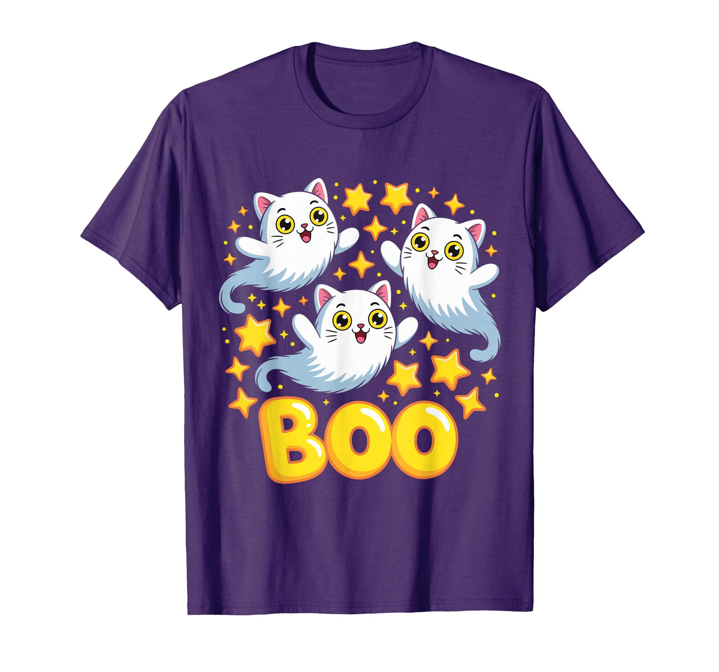 CAT Ghost Boo Cute Kitty Cats Lover Halloween Women Men T-Shirt