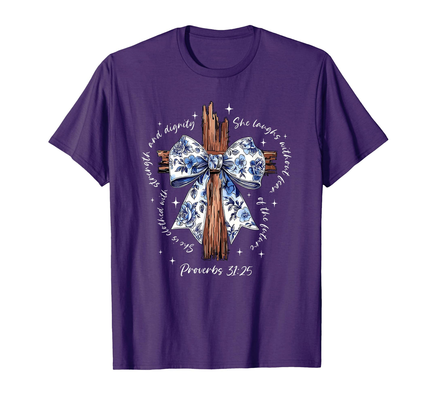 she is clothed with strength and dignity she laughs T-Shirt