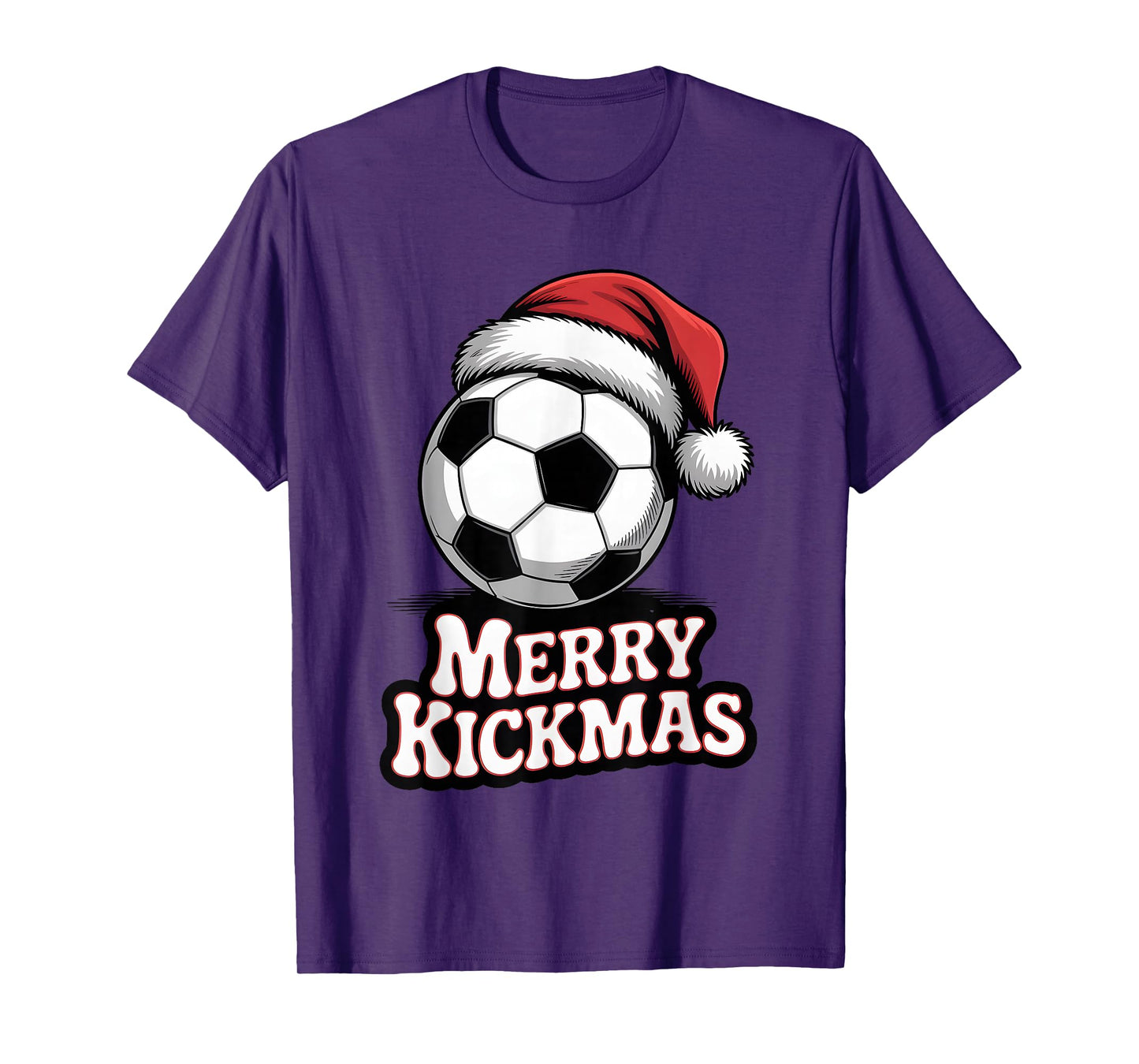 Merry Kickmas Christmas Funny Santa Soccer Ball Graphic T-Shirt