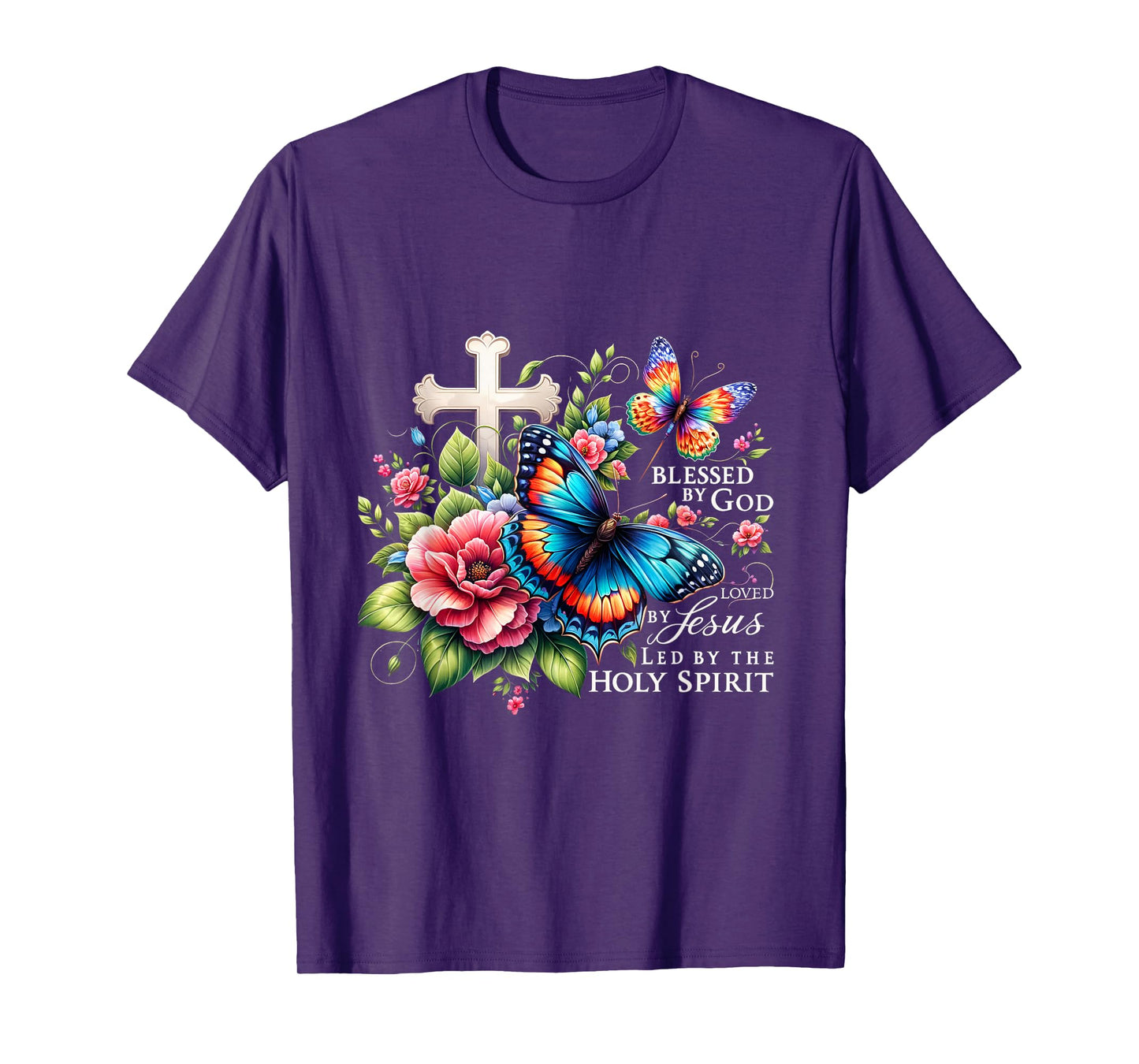 Blessed by God Loved by Jesus Happy Easter Day Butterfly T-Shirt