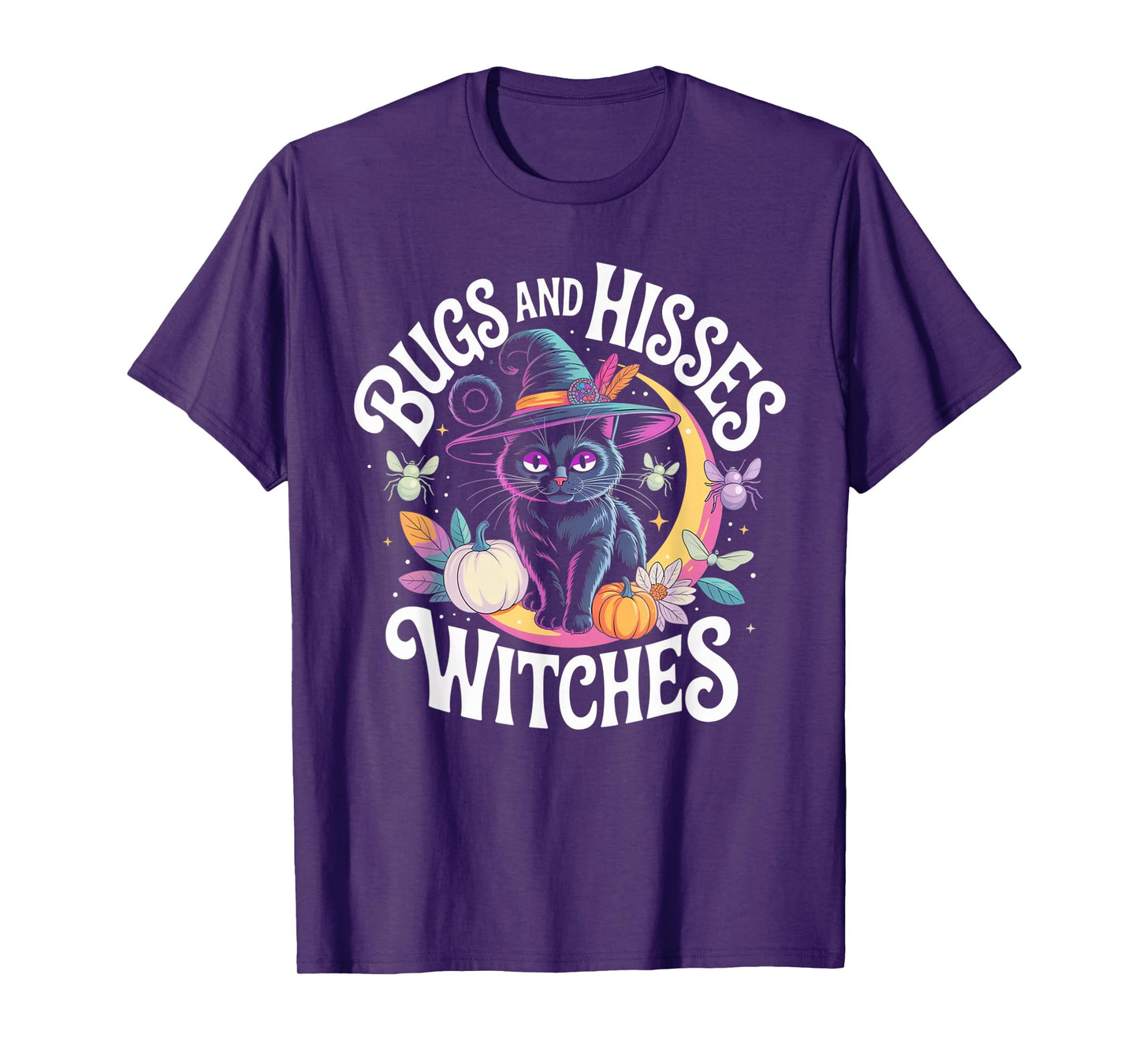 Gothic Cat Magic Flowers Witch Apparel T-Shirt