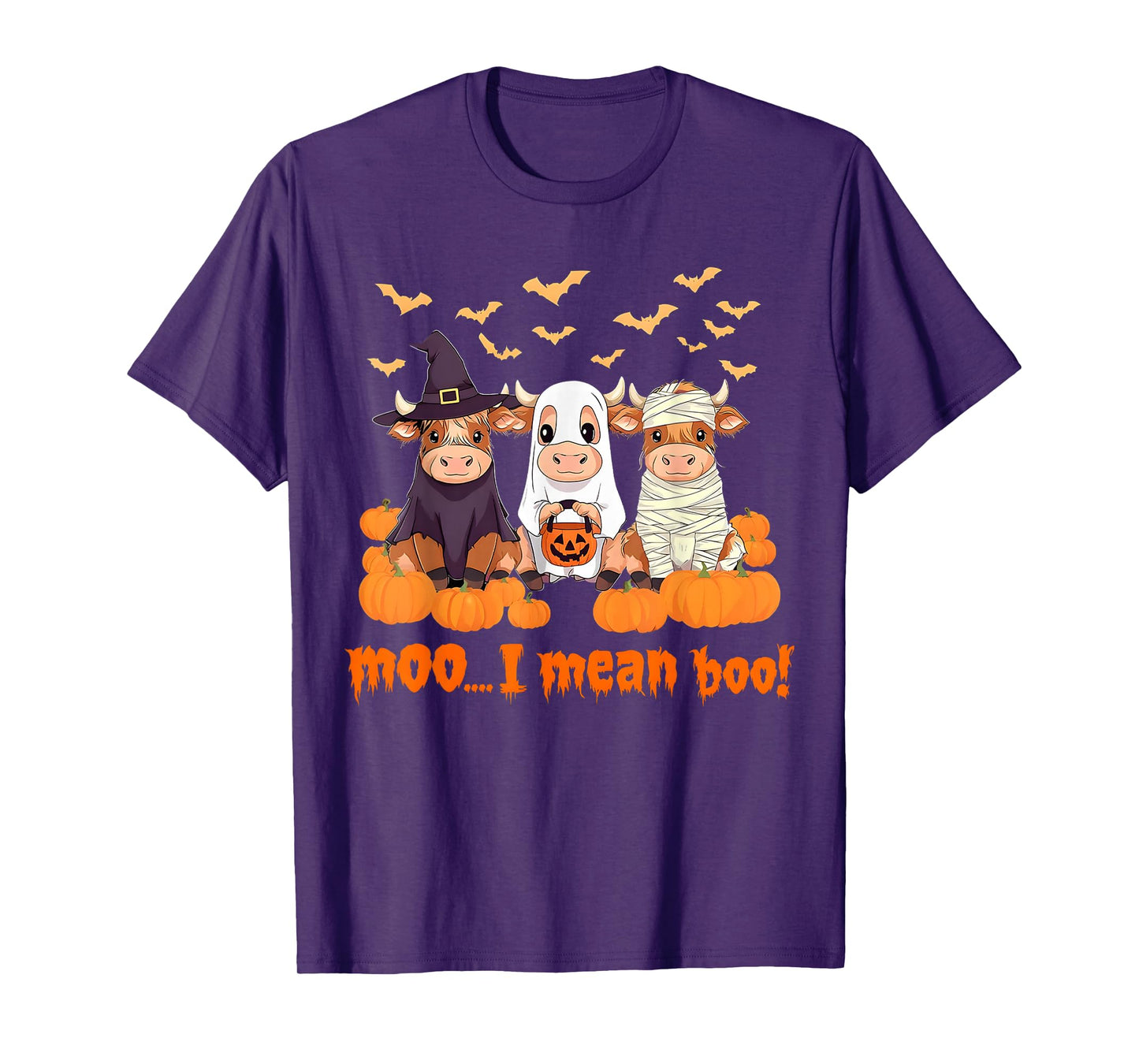 Moo I Mean Boo Spooky Heifer Halloween Bull Sheet Cow T-Shirt