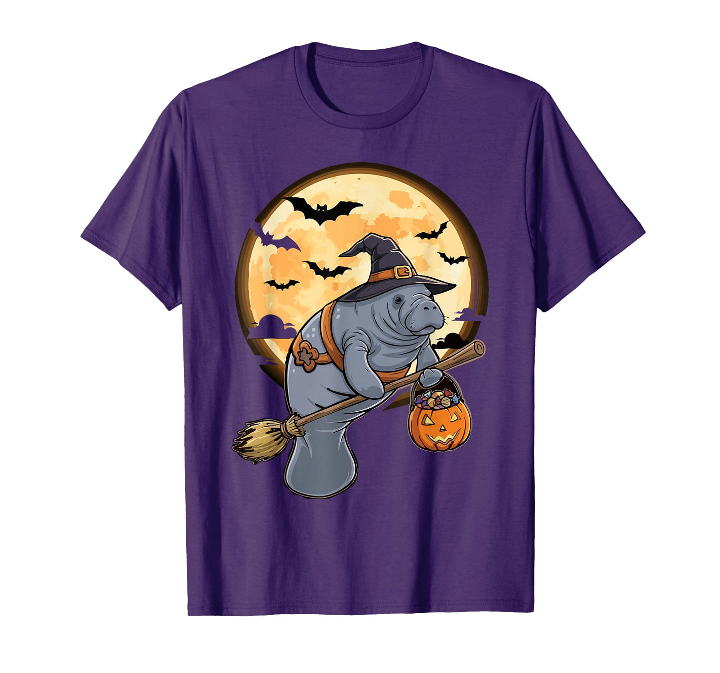Funny Manatee Lovers Hat Pumpkin for Kids Manatee Halloween T-Shirt