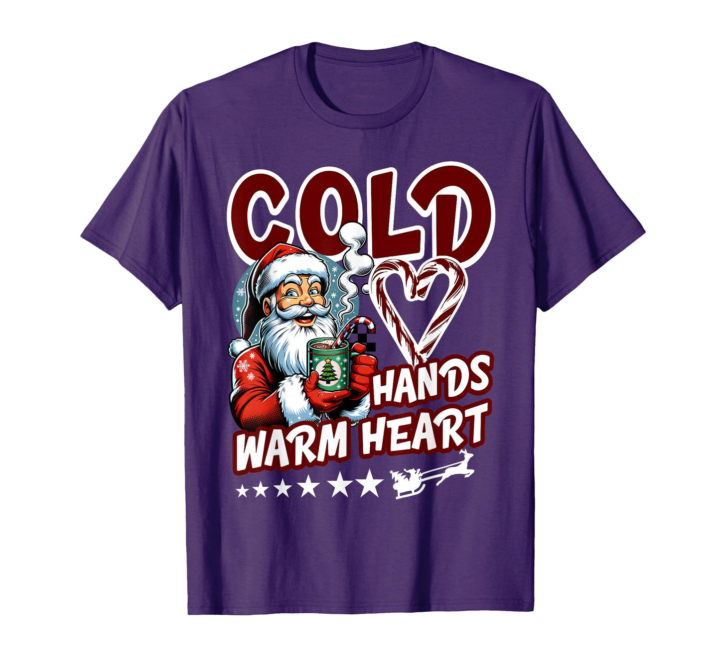 Cold Hands and Warm Heart Santa Funny Winter Christmas T-Shirt