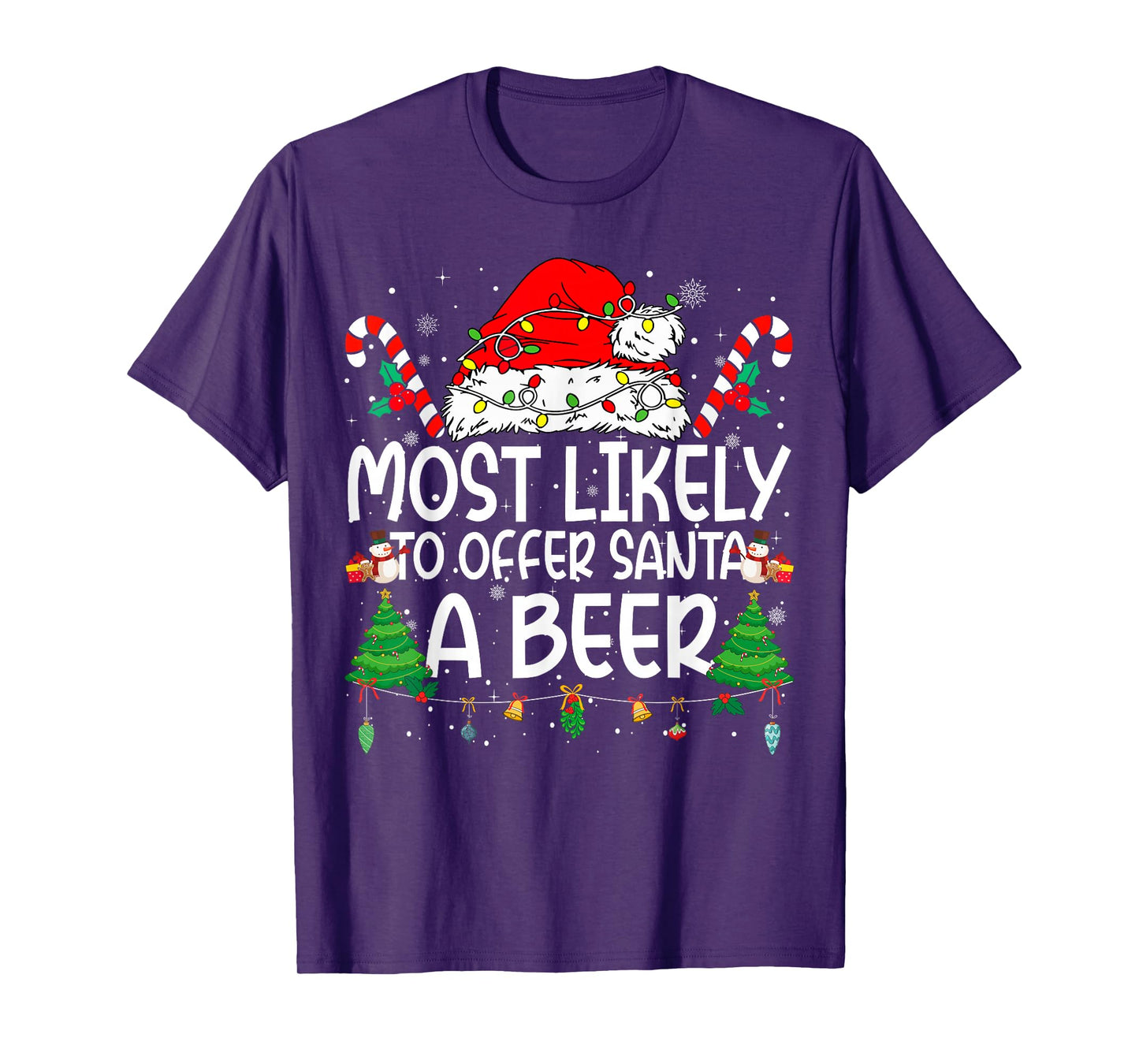 Family Matching Xmas Most Likely to Offer Santa A Beer T-Shirt