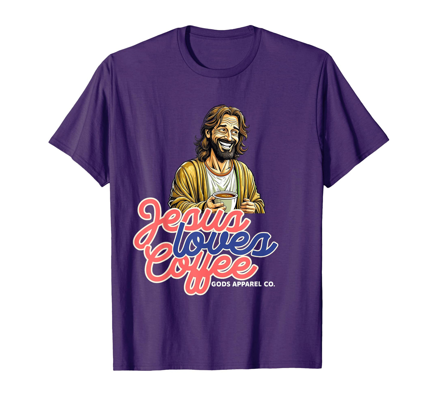 Laughing Jesus with a Coffee Mug Christian Coffee Lover T-Shirt