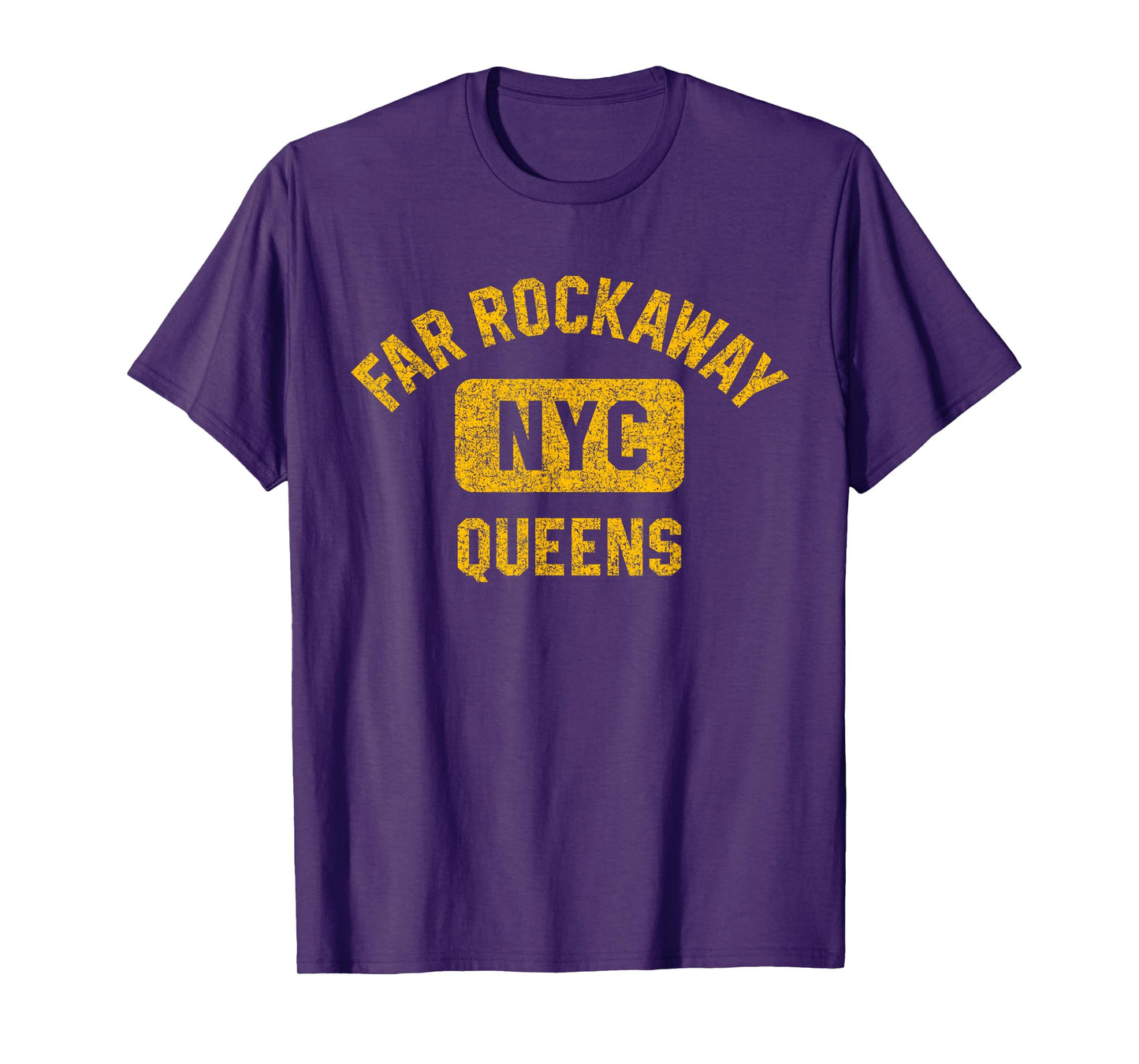Far Rockaway Queens NYC Gym Style Distressed Amber Print T-Shirt