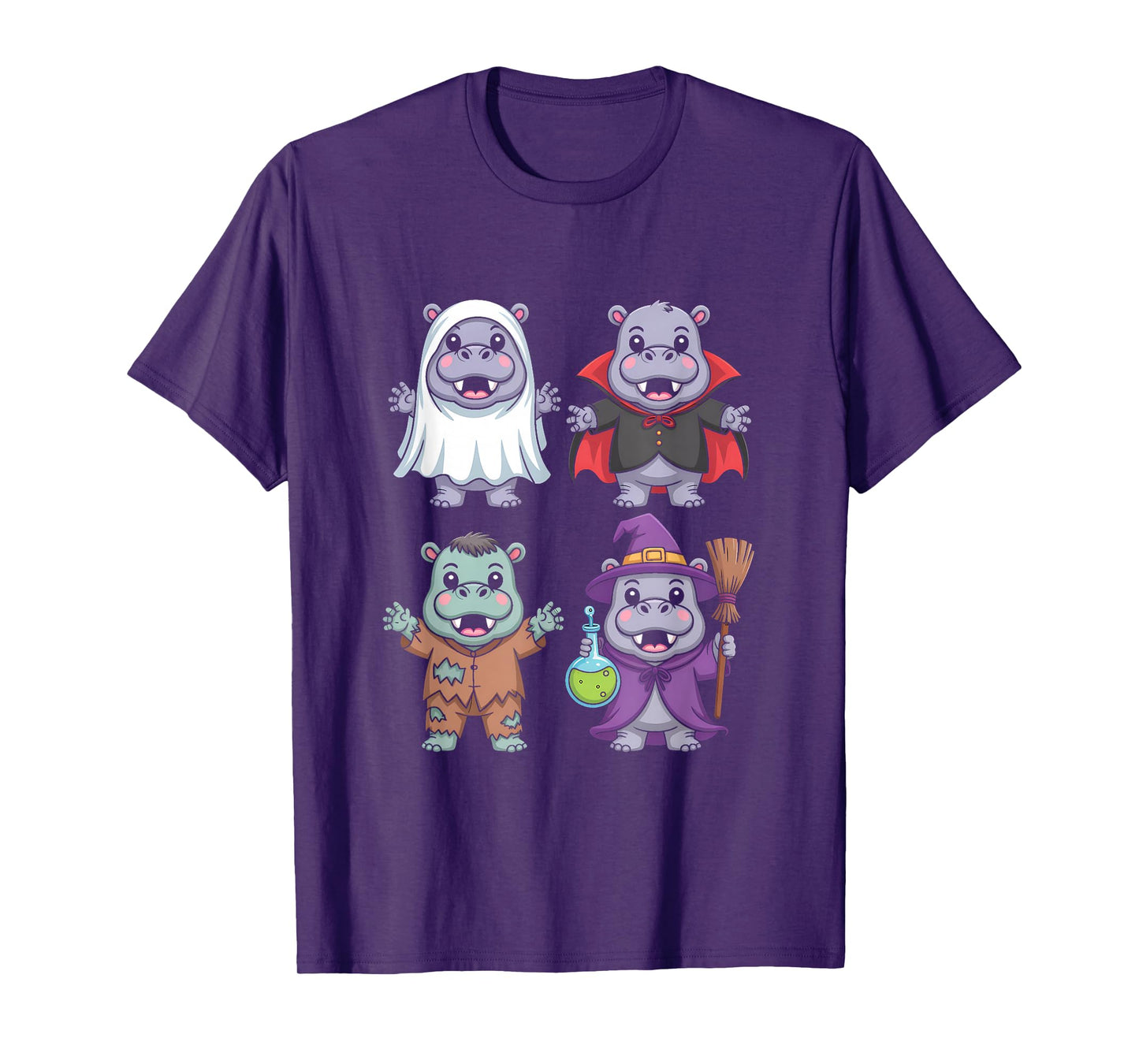 Hippo Ghost Witch Zombie Halloween Costume T-Shirt