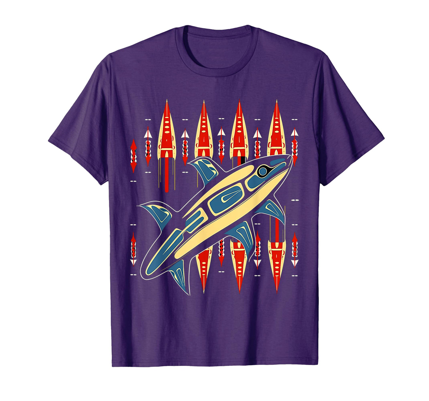 Orca Fish in Salish Coast Native American Art Style T-Shirt