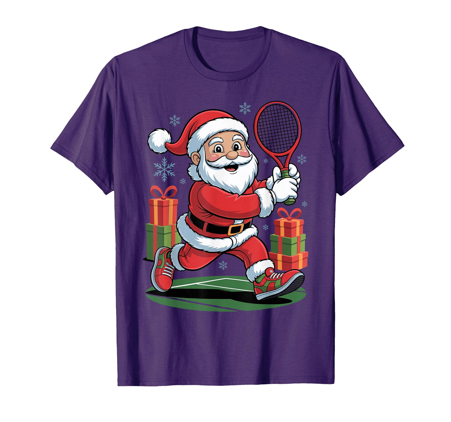 Santa Playing Tennis Funny Christmas Xmas Holiday Pajama T-Shirt
