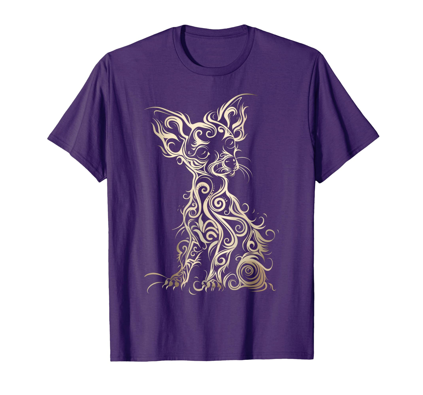 LumaThread Chiweenie Tribal Vintage Retro Graphic T-Shirt, Small, Black