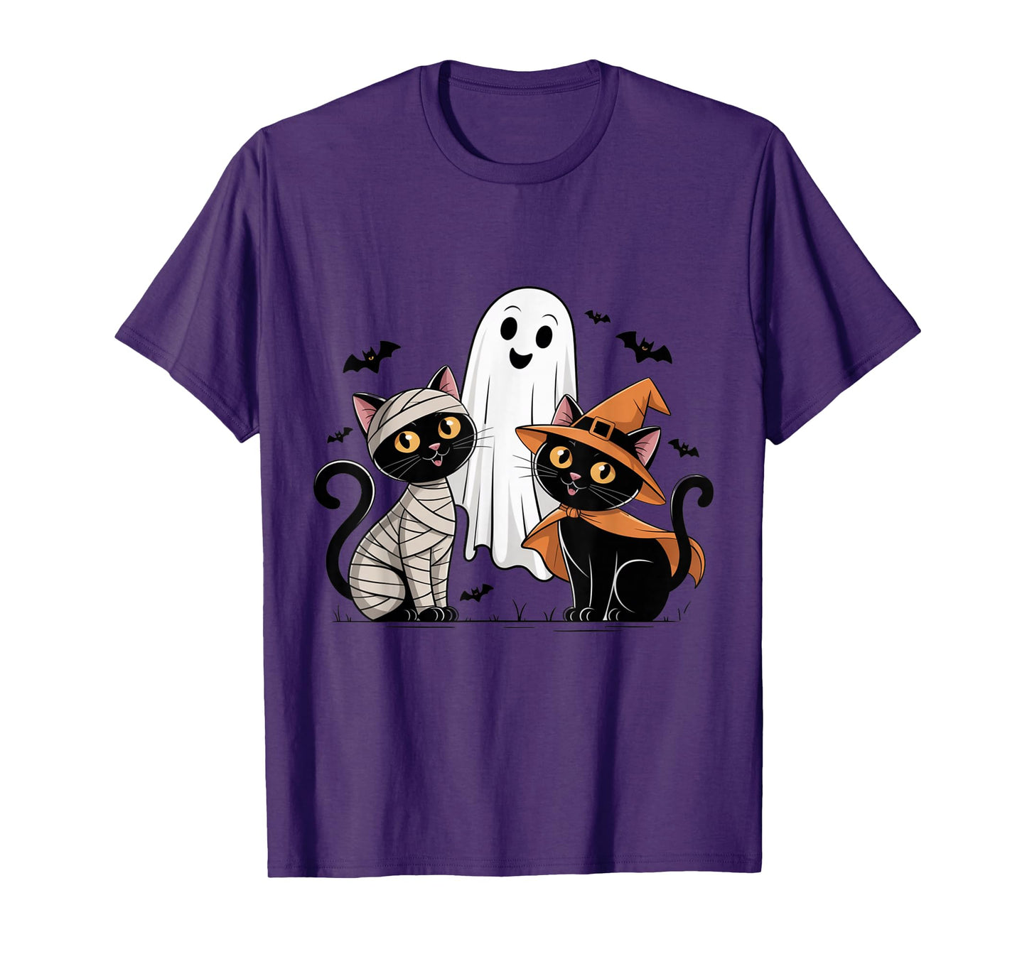 Spooky Black Cat Ghost Witch Halloween Haunted Vibes T-Shirt