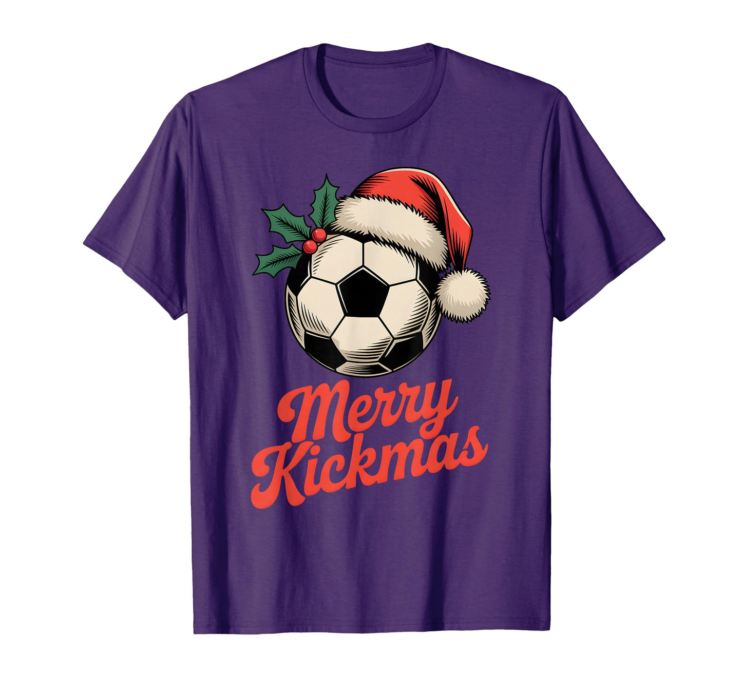 Merry Kickmas Christmas Funny Santa Soccer Ball Graphic T-Shirt