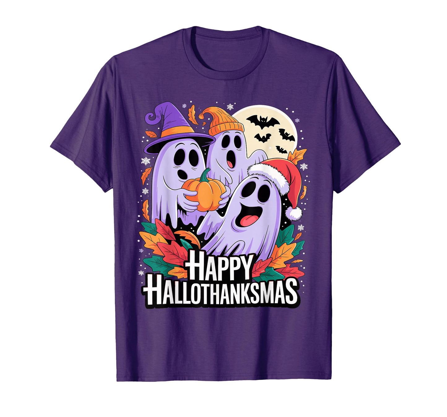 Happy Hallothanksmas Ghosts and Pumpkins T-Shirt
