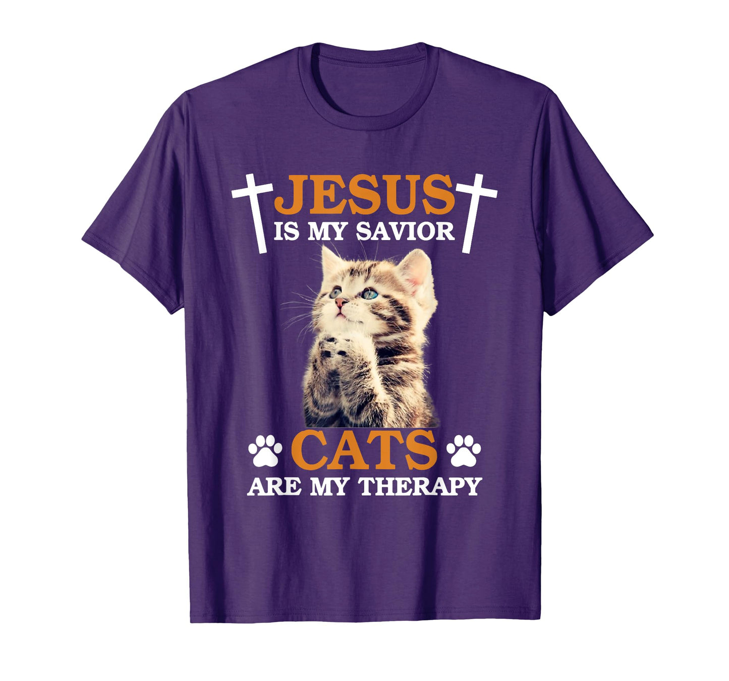 Jesus is My Savior Cat are My Therapy Christians Cat Lover Men Women T-Shirt