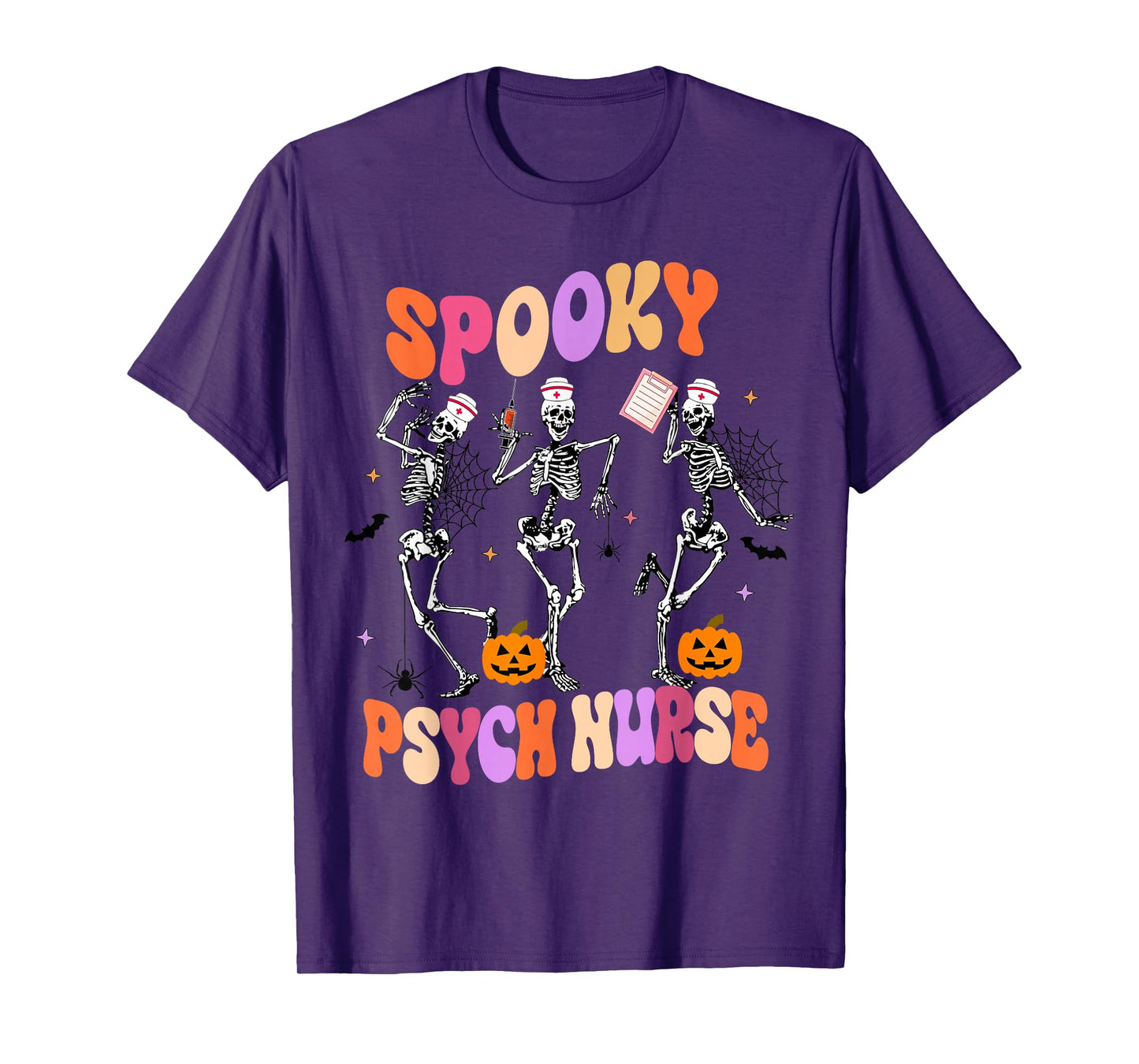 Cute Spooky Psych Nurse Skeleton Psych Nurse Shirt Halloween T-Shirt