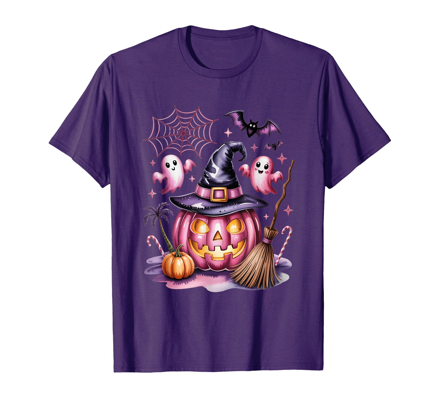 Kawaii Pink Pumpkin Witch Halloween T-Shirt