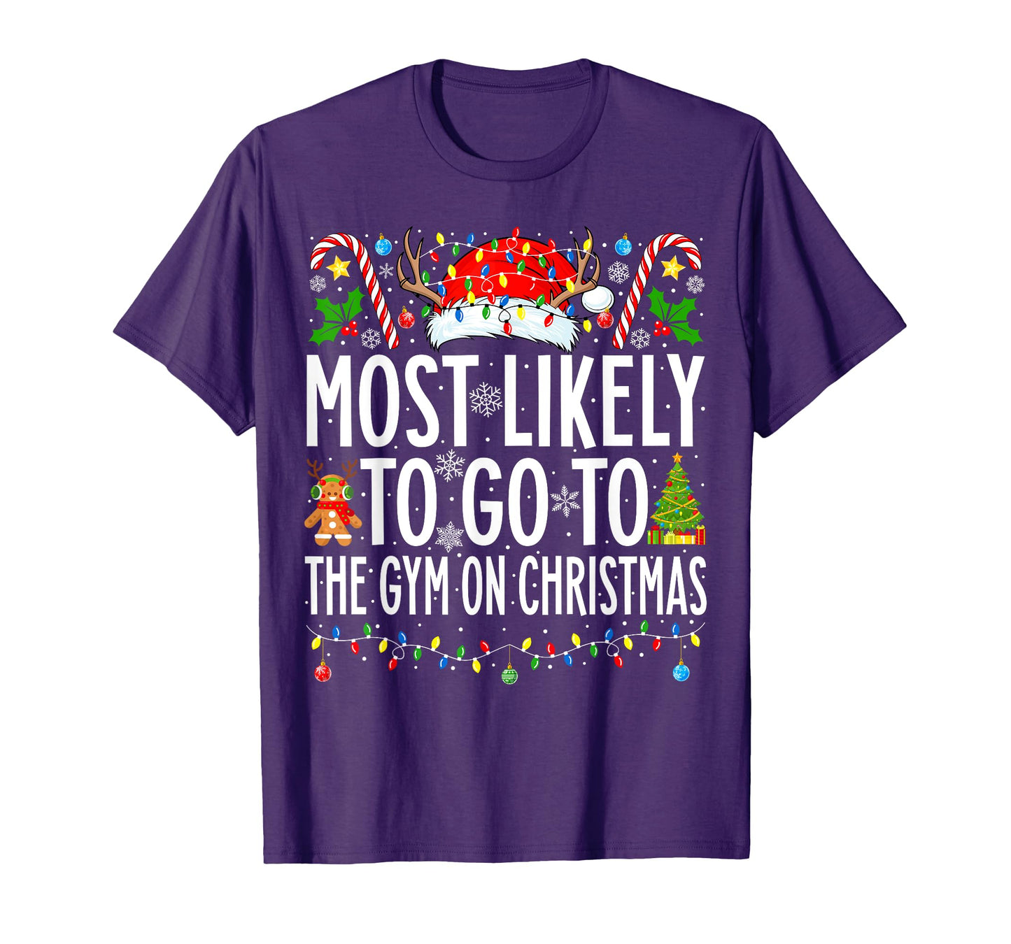 Most Likely To Go To Gym On Christmas Bodybuilding Xmas Gym T-Shirt