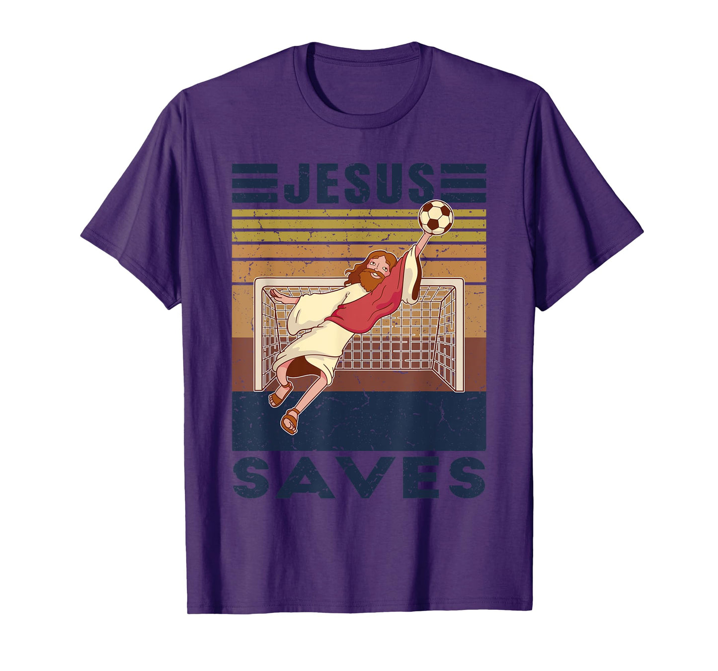 Retro Goalkeeper Jesus Saves Soccer Goal T-Shirt