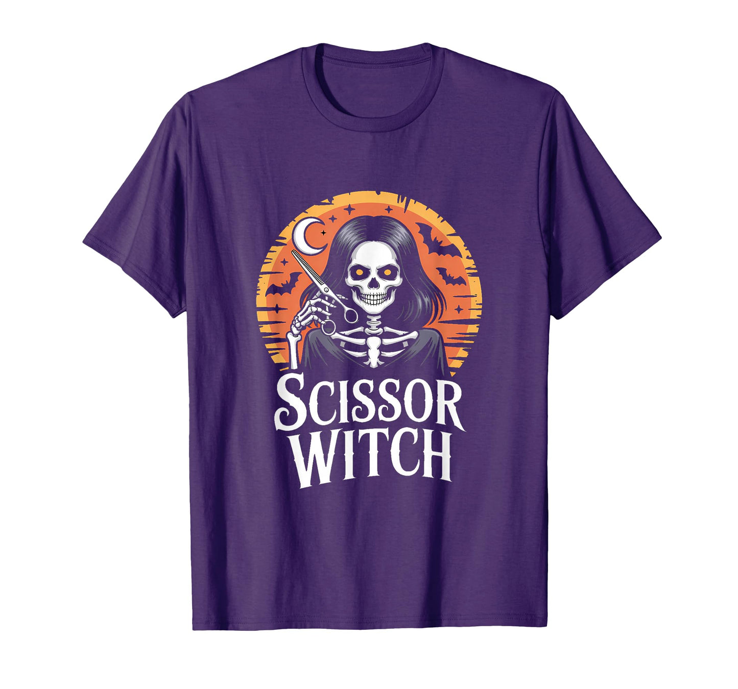 Scissor Witch Design for Tattooed Hairstylist Halloween T-Shirt