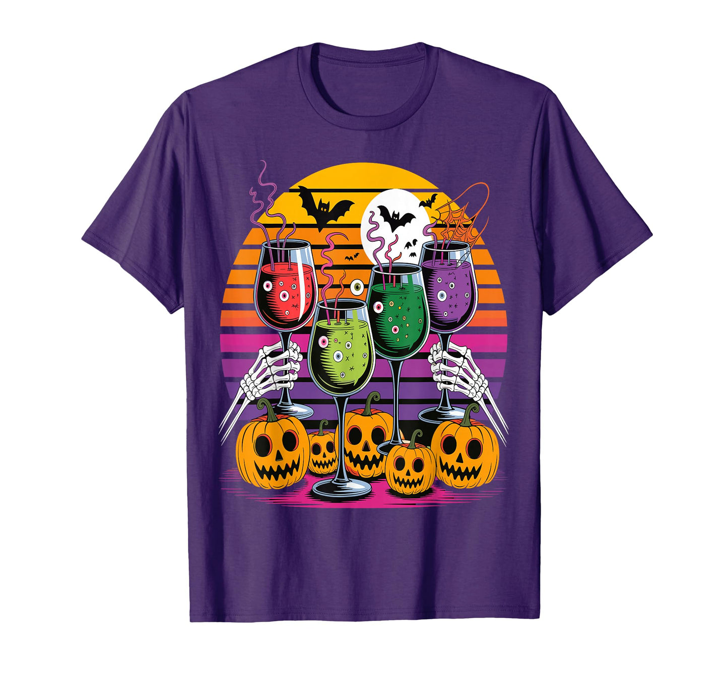 Glasses of Wine Halloween Costume Funny Spooky Tee T-Shirt