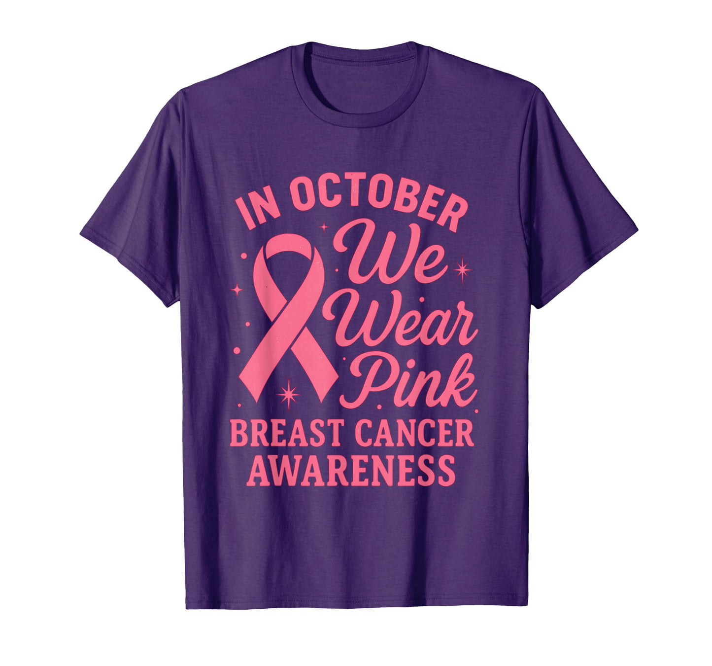 in October We Wear Pink Witch Breast Cancer Awareness T-Shirt