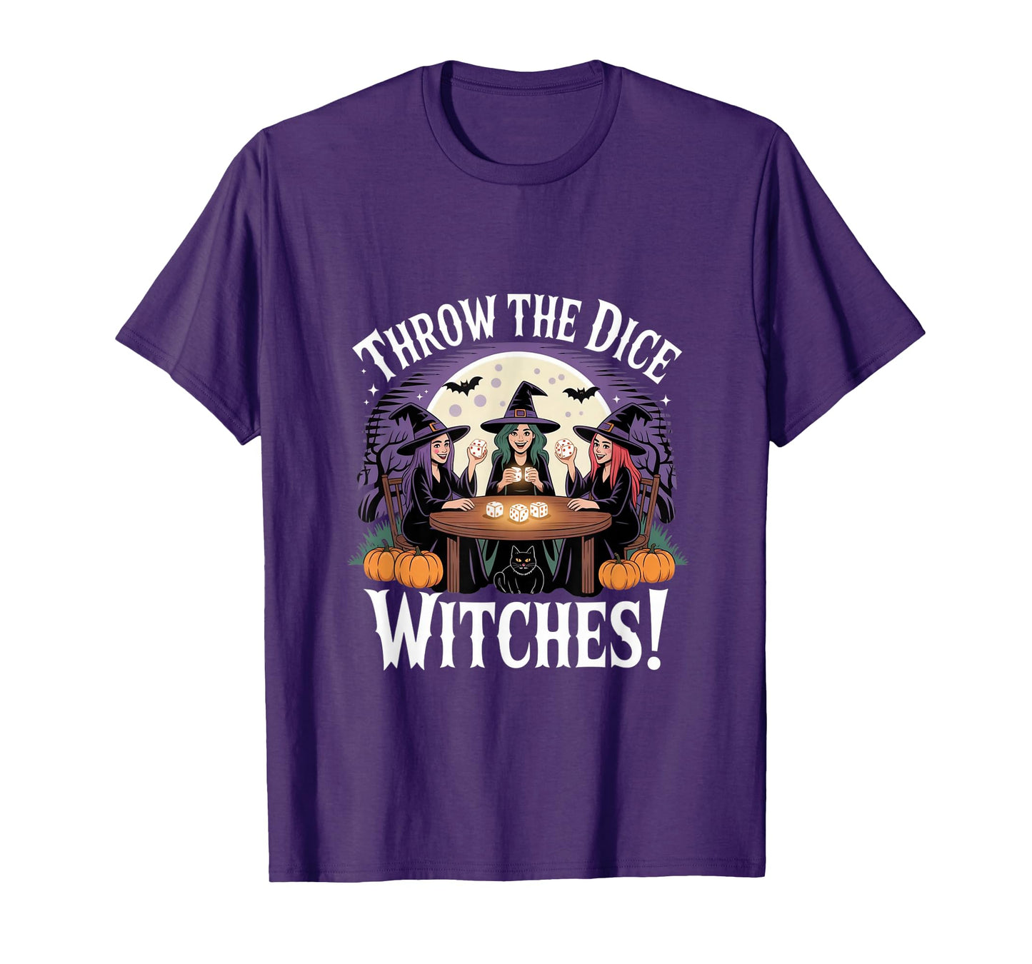 Throw The Dice Witches Funny Halloween Party Bunco Women T-Shirt