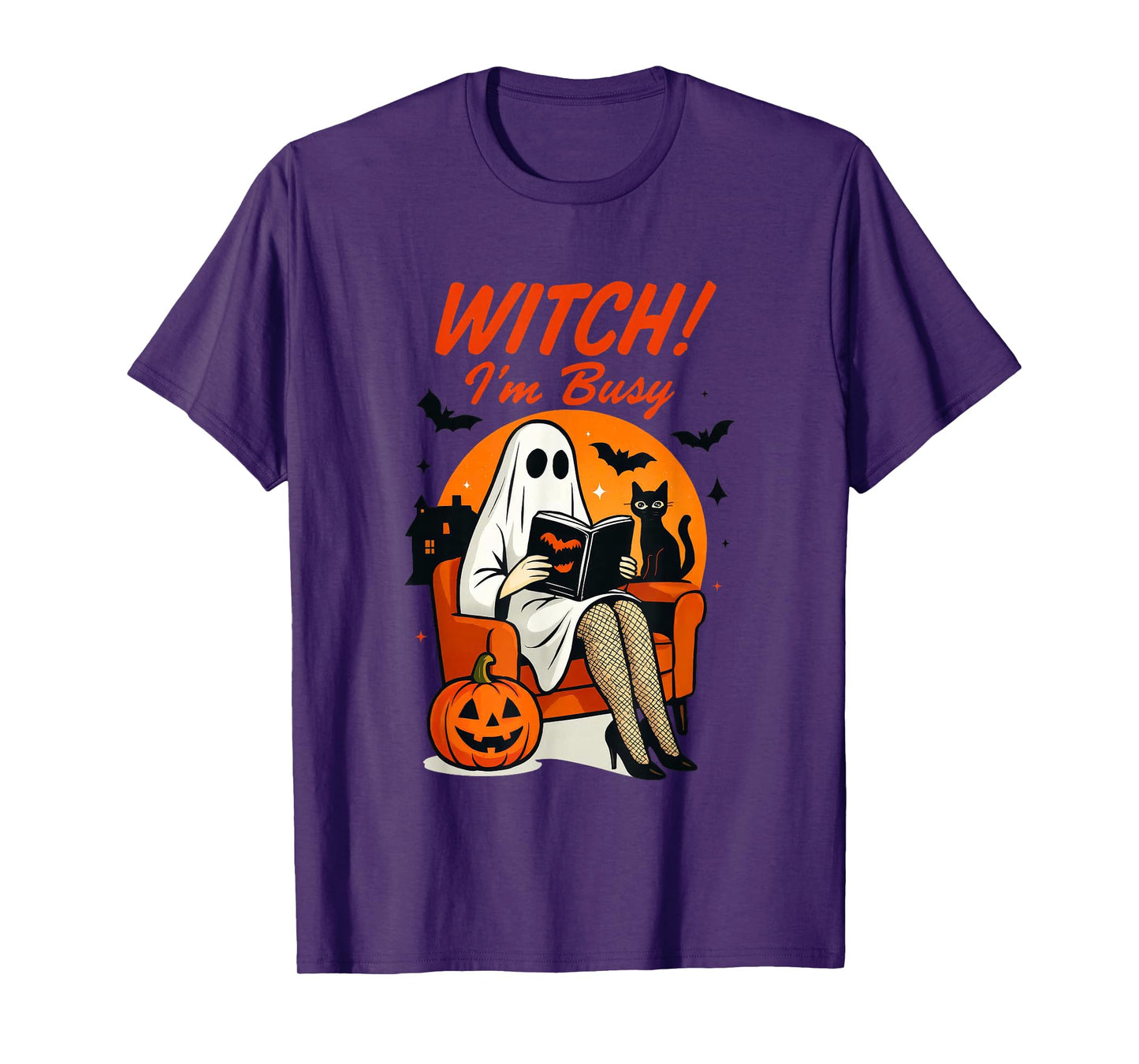 Witch I'm Busy Halloween Ghost Reading Fun T-Shirt