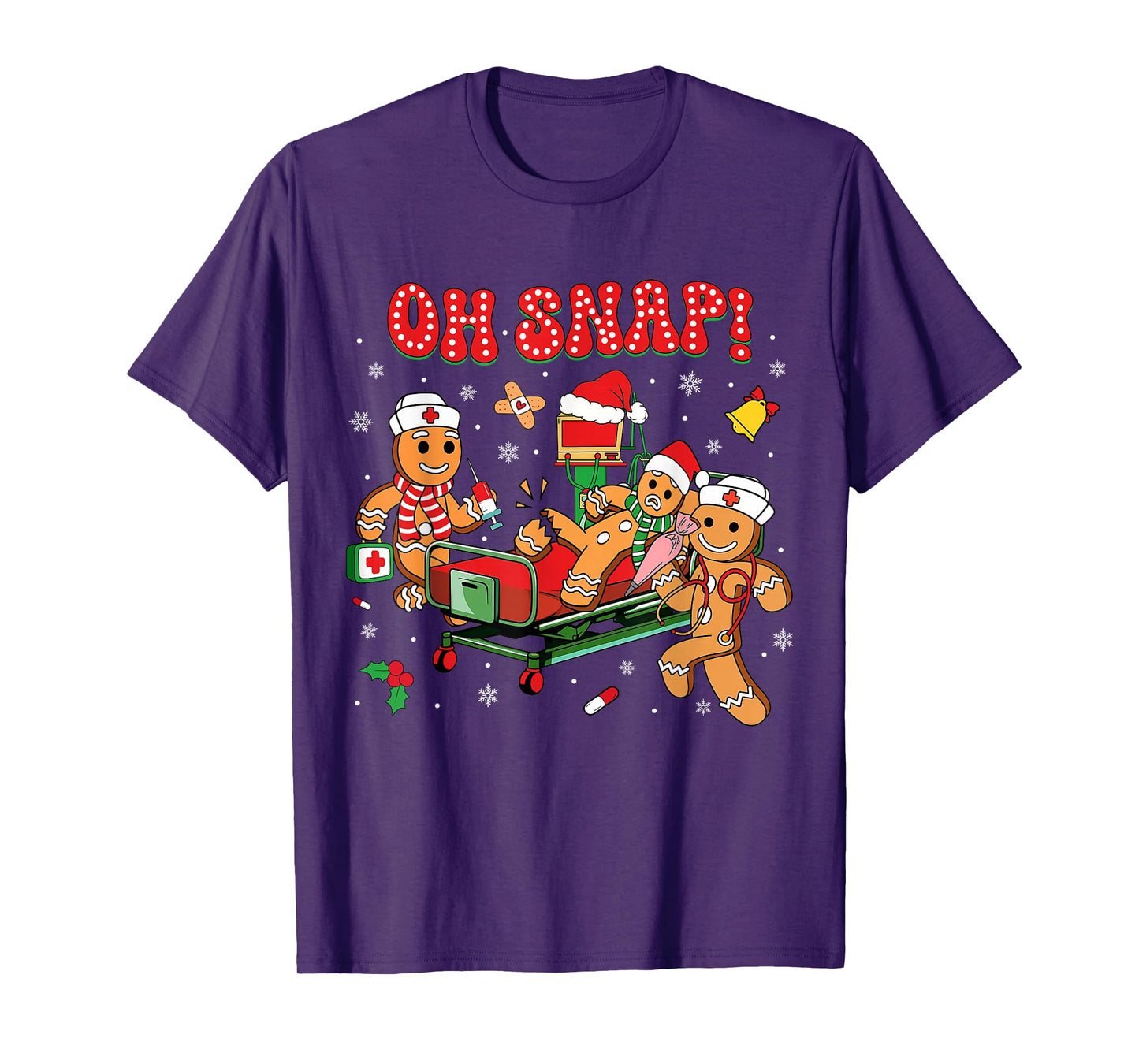 Gingerbread Man Cookie Ugly Sweater Oh Snap Christmas Nurse T-Shirt