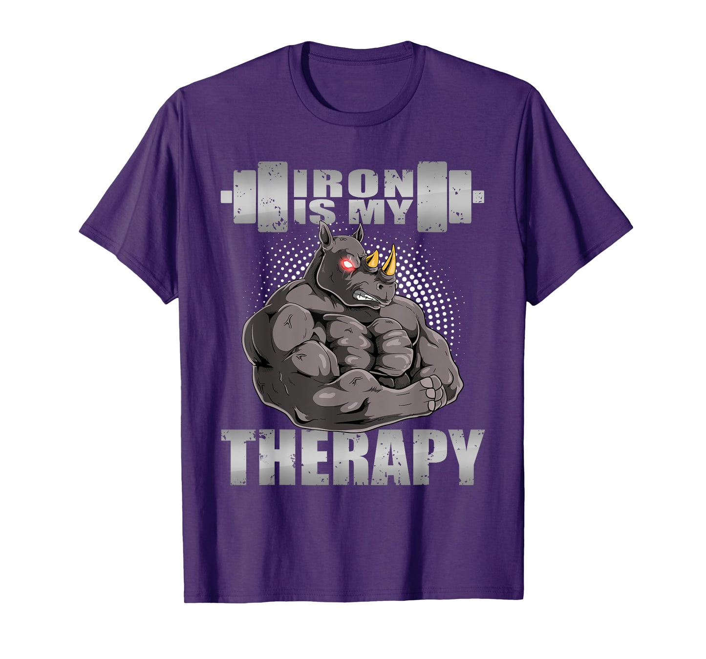 Rhinoceros Rhino Powerlifter Workout Gym Iron Is My Therapy T-Shirt