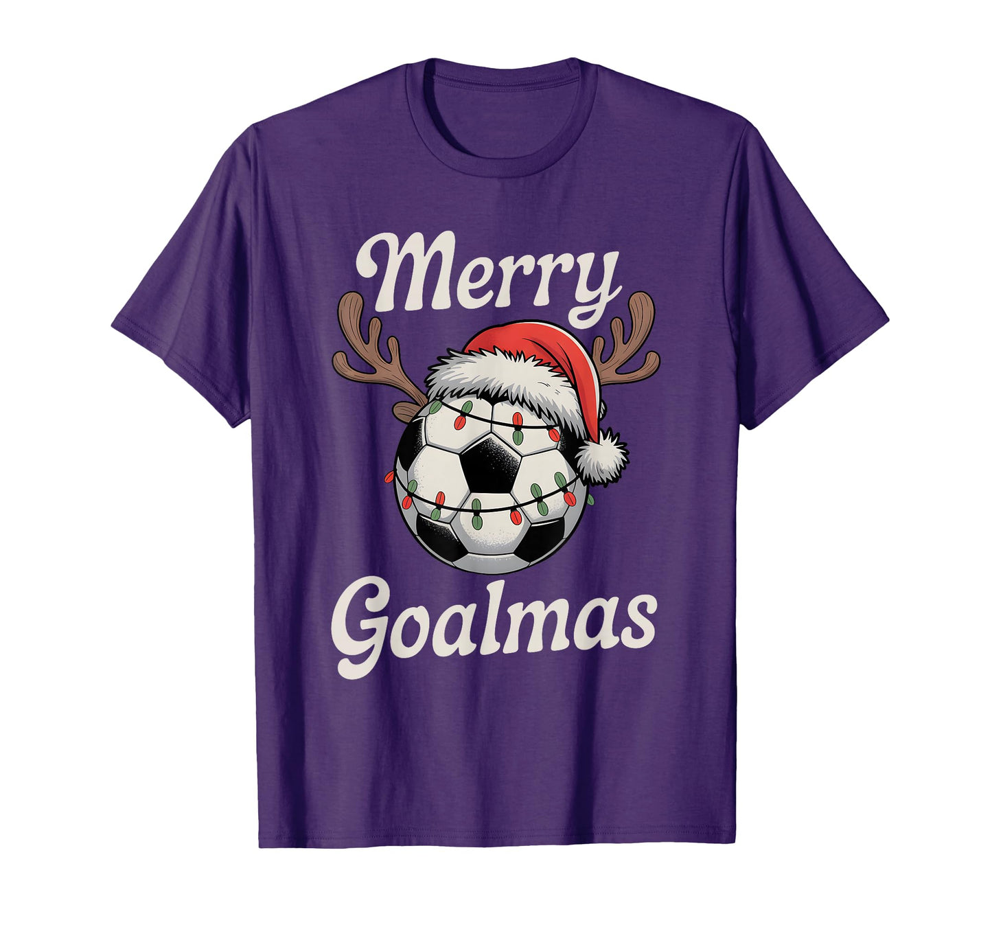 Merry Goalmas Christmas Funny Santa Soccer Ball Reindeer T-Shirt