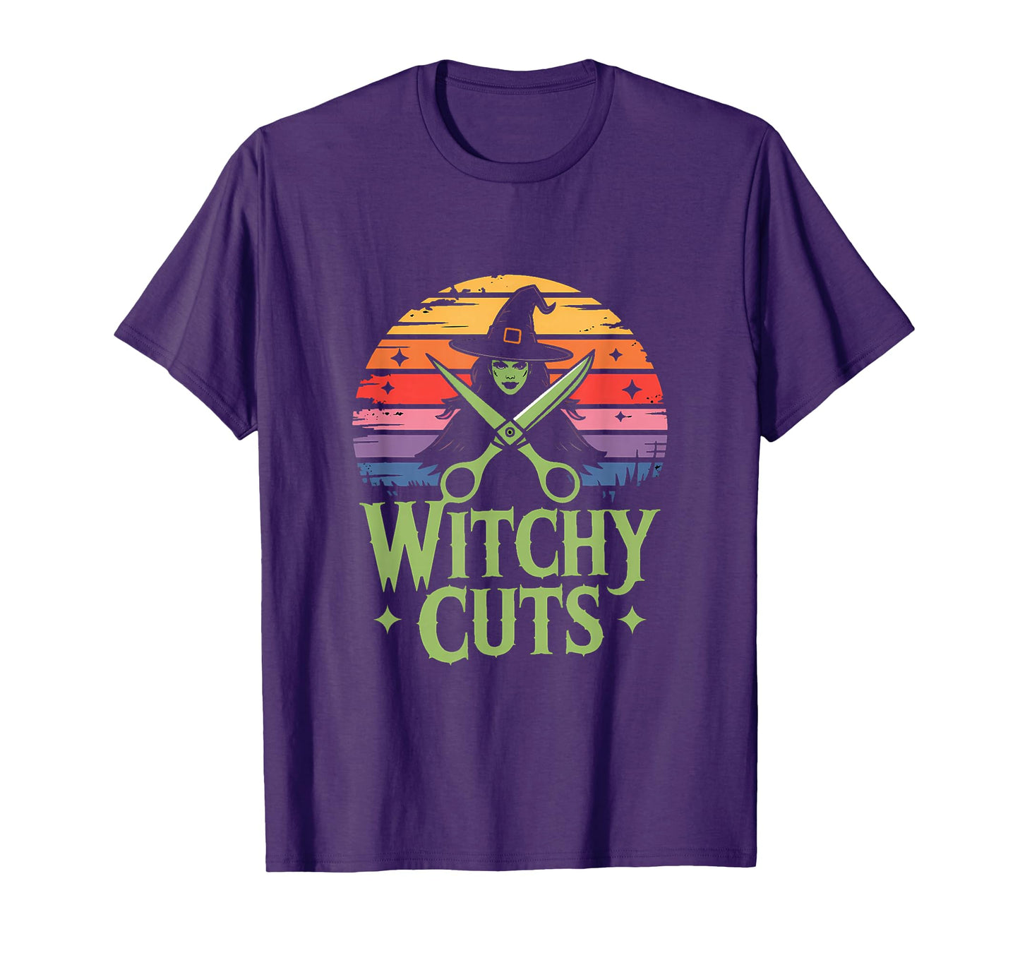 Witch Hairdresser: Witchy Cuts Retro Sunset Hair Stylist T-Shirt