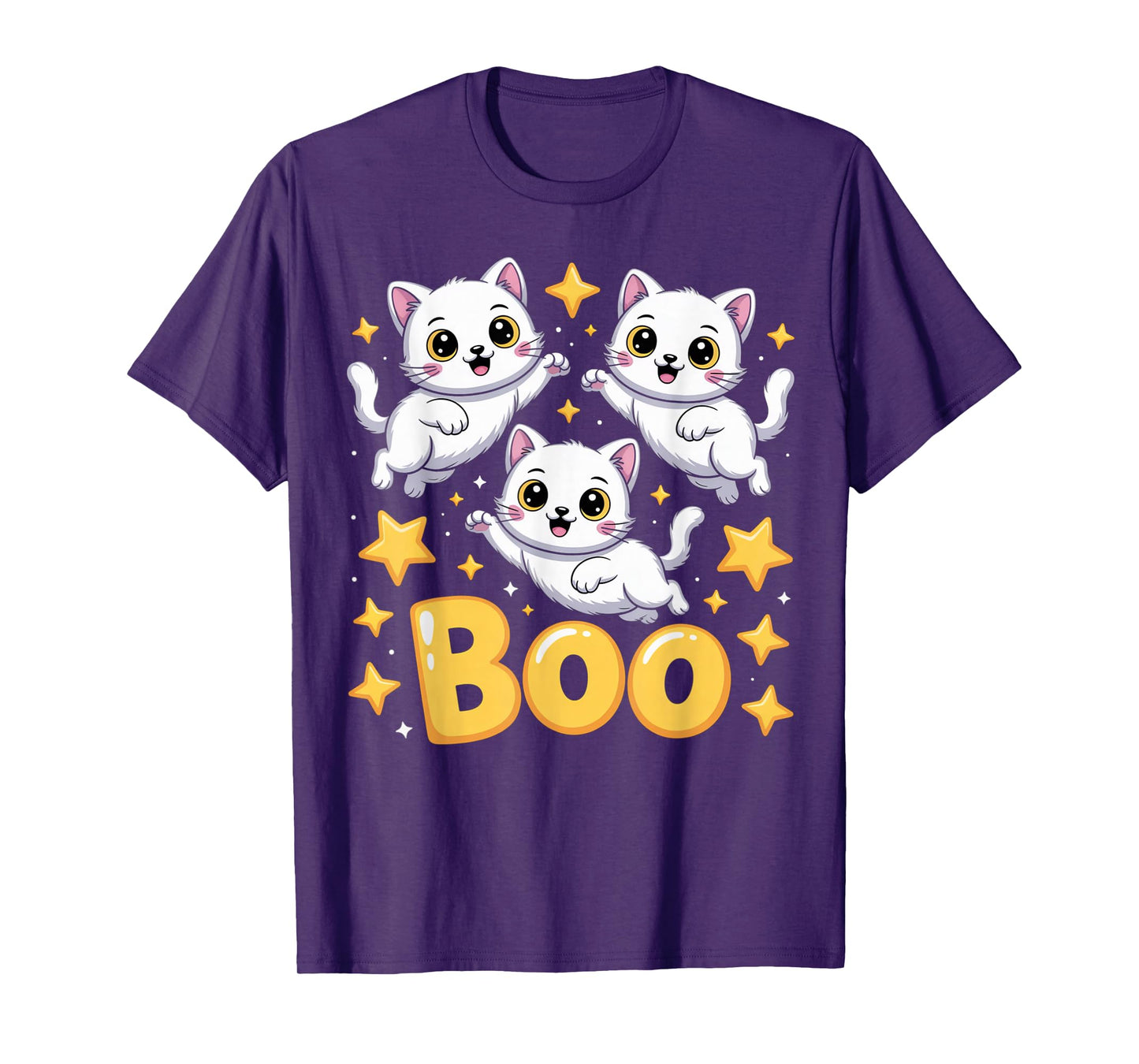 CAT Ghost Boo Cute Kitty Cats Lover Halloween Women Men T-Shirt