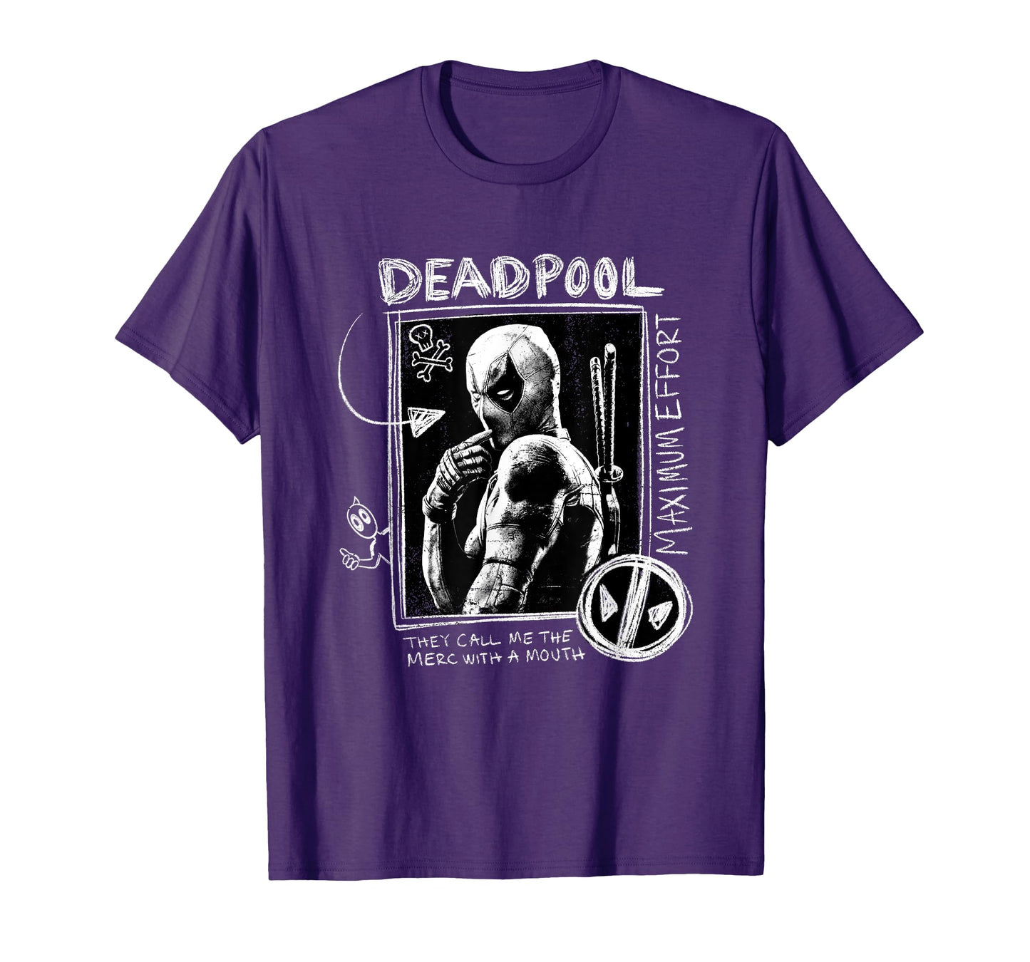 Marvel Deadpool & Wolverine Maximum Effort Doodle Portrait T-Shirt