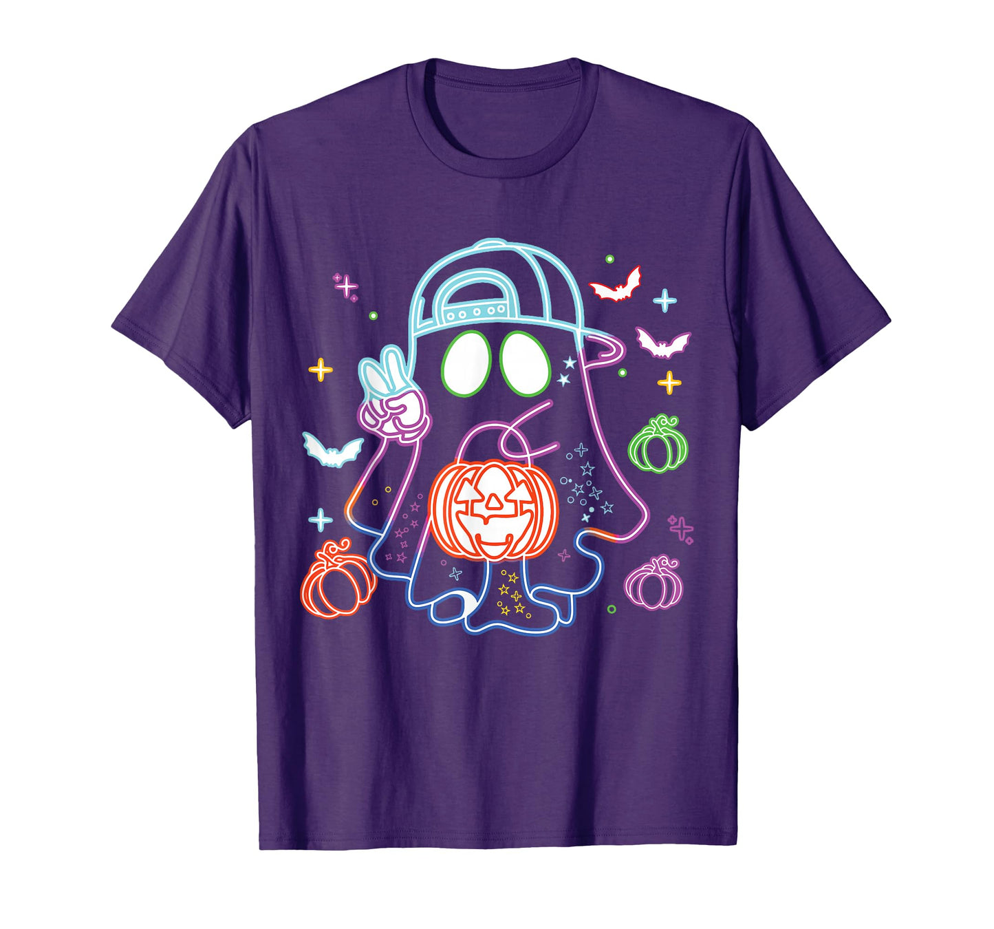Boo Ghost Spooky Season Boys Kids Glow in Halloween Night T-Shirt