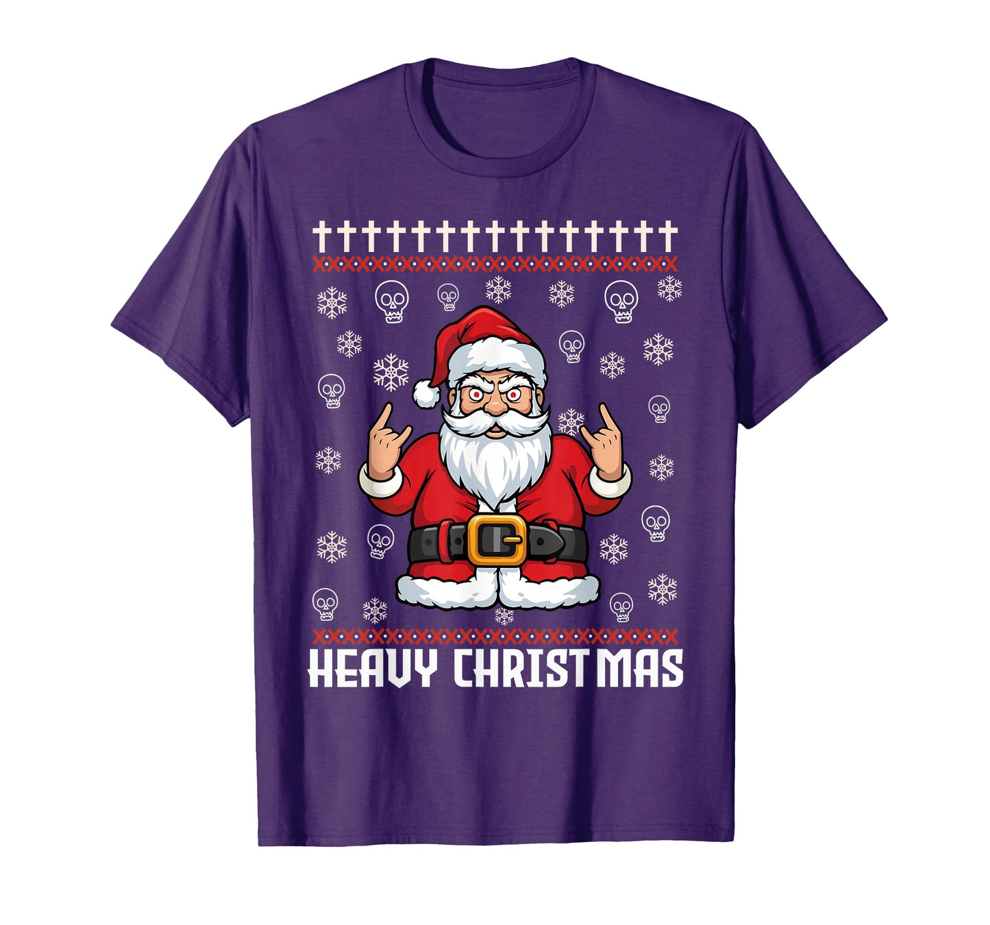 Hail Santa Pagan Happy Solstice Metal Christmas Santa Rocker T-Shirt