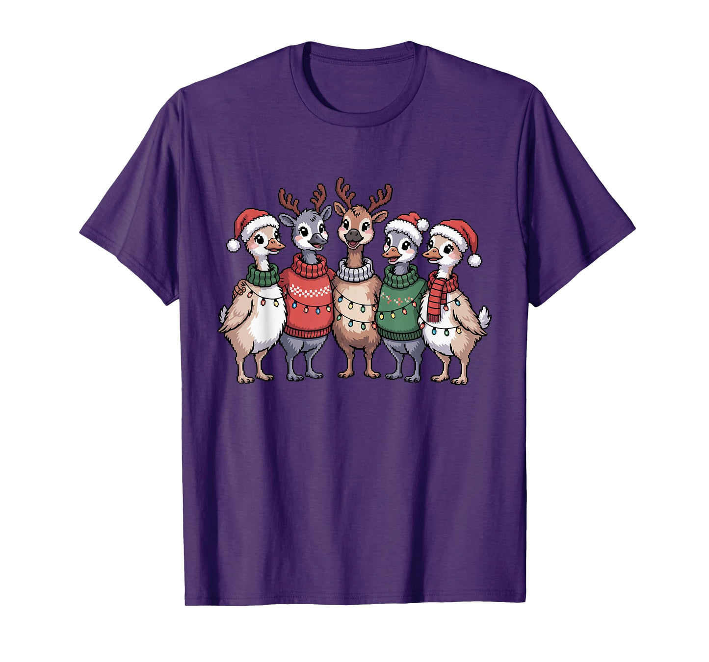 Christmas Lights Goose Santa Funny Xmas Ducks for Men Women T-Shirt