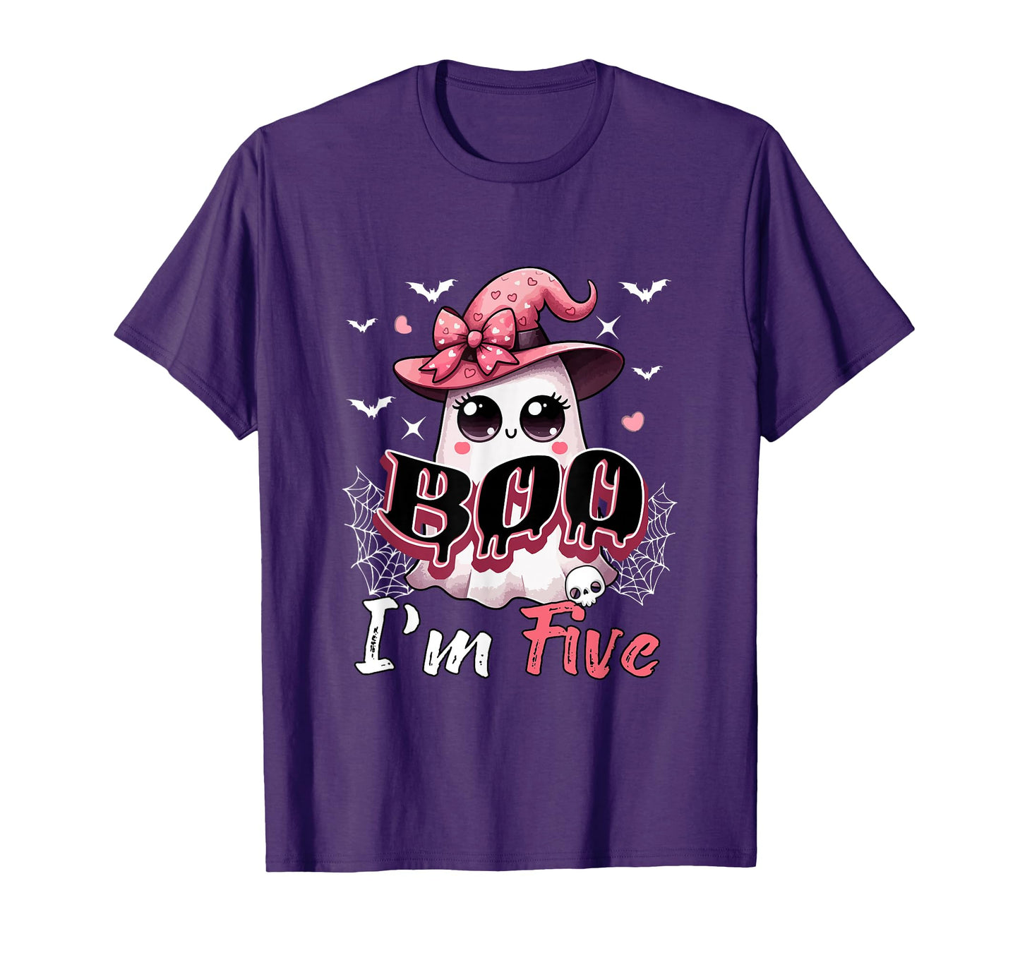 Boo I'm Five Halloween 5th Birthday Boo As Witch Lover Kids T-Shirt