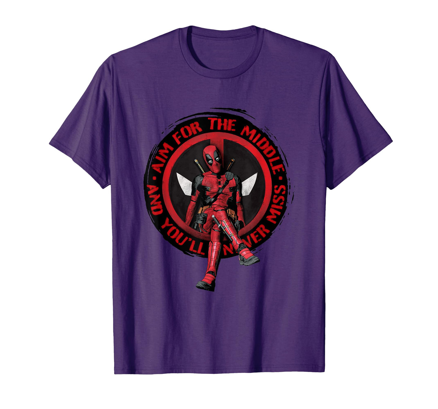 Marvel Deadpool & Wolverine Aim For The Middle Distressed T-Shirt