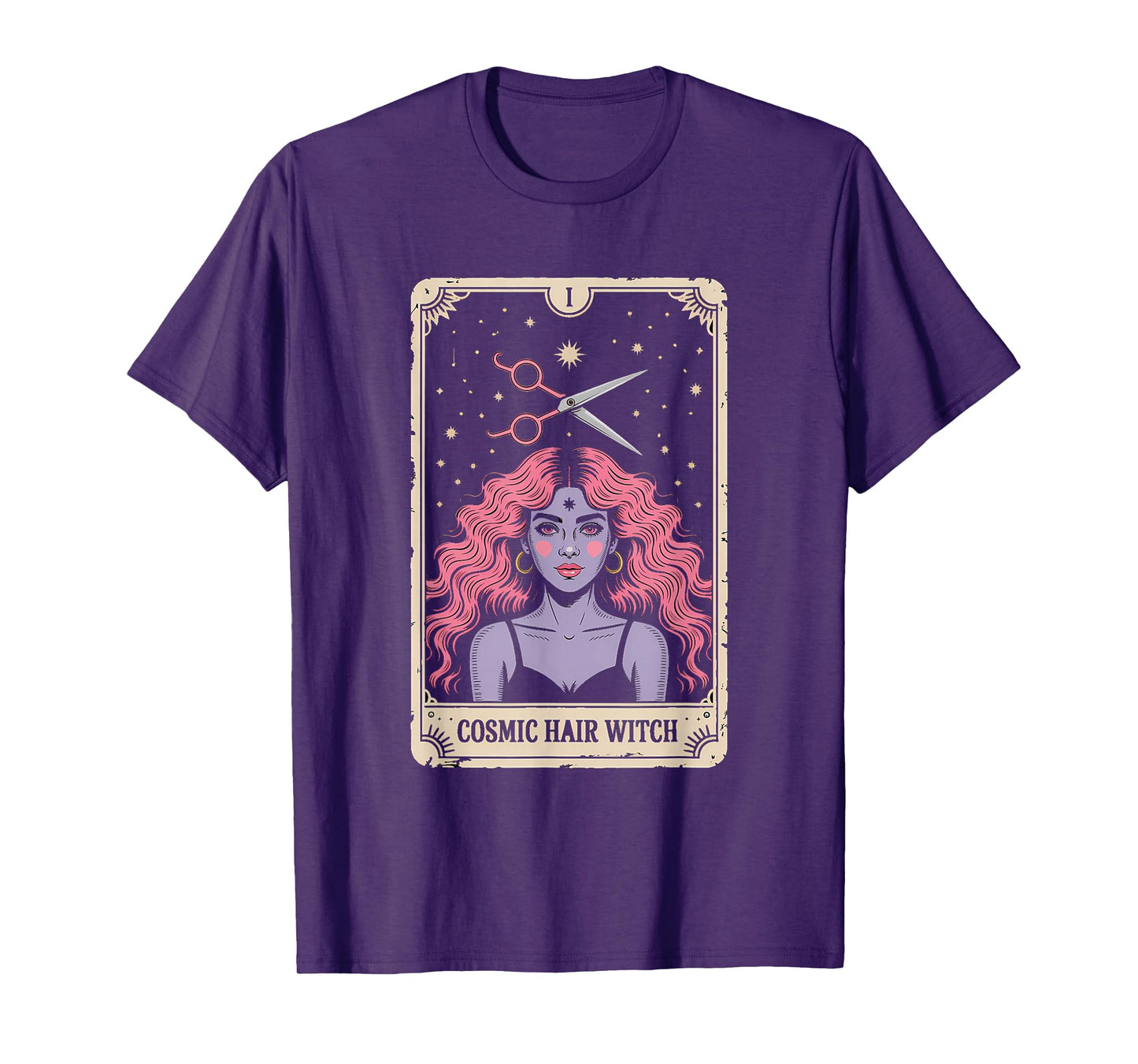 Cosmic Hair Stylist Tarot Card Witch Retro T-Shirt