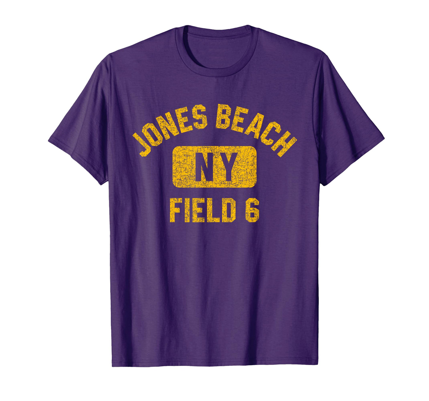 Jones Beach Field 6 NY Gym Style Distressed Amber Print Men Women Girls Kids T-Shirt