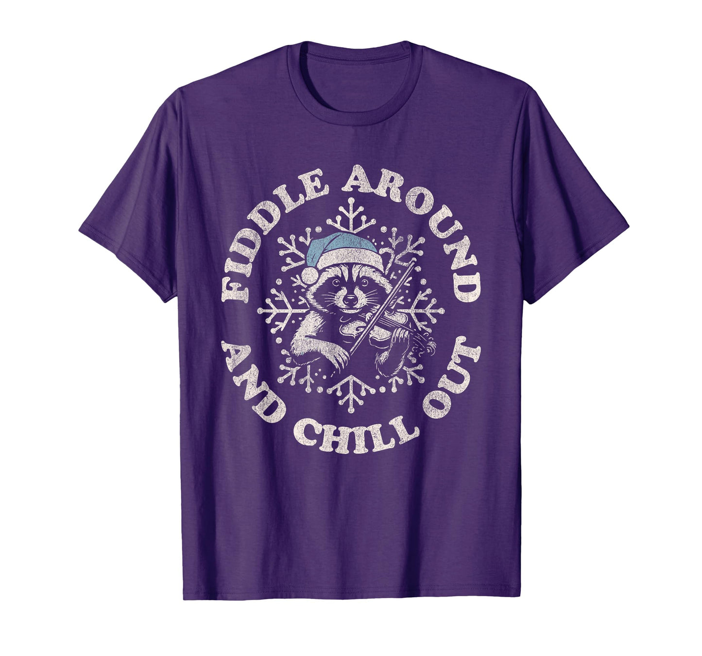 Fiddle Around and Chill Out Winter Raccoon Christmas T-Shirt