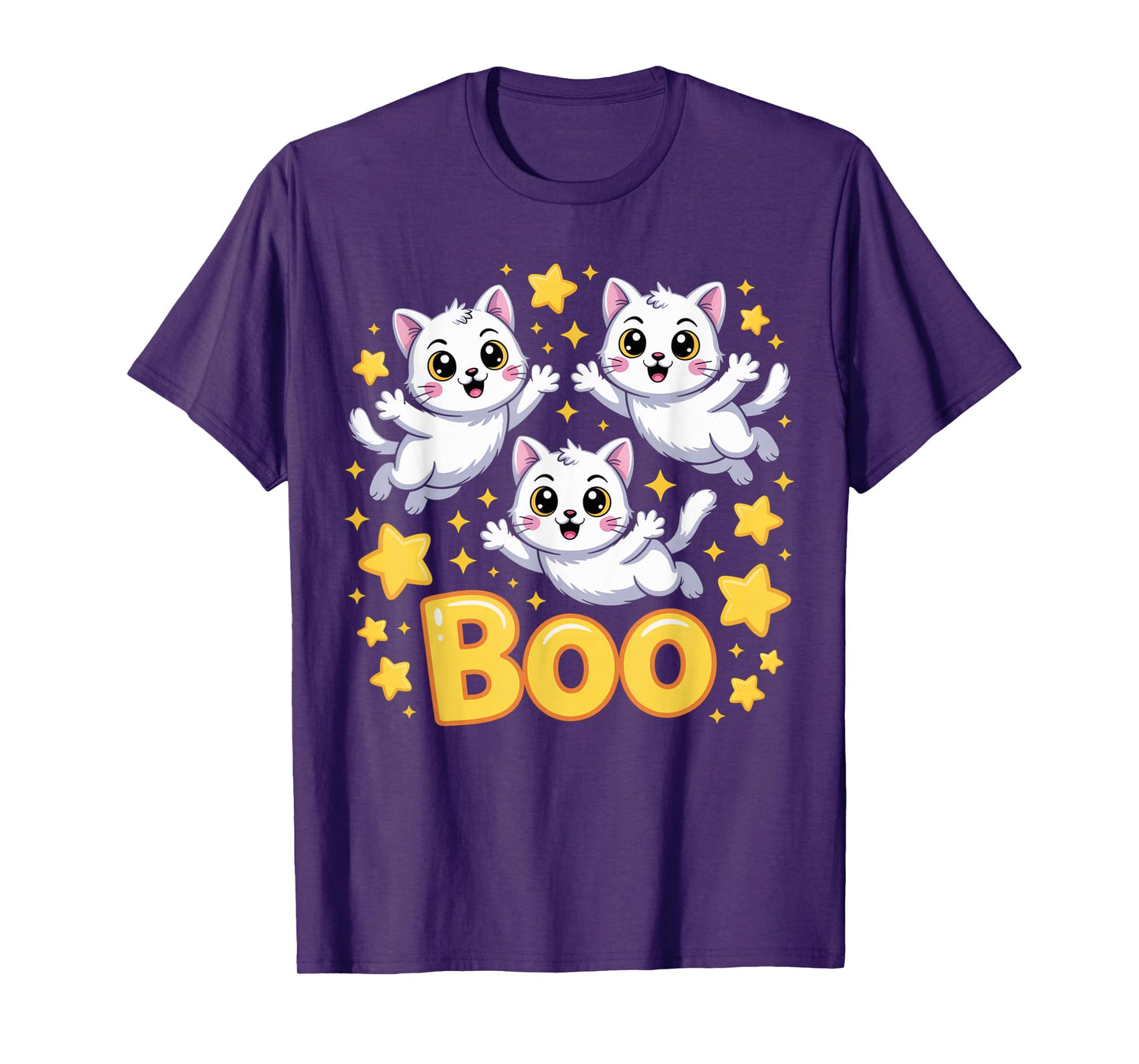 CAT Ghost Boo Cute Kitty Cats Lover Halloween Women Men T-Shirt
