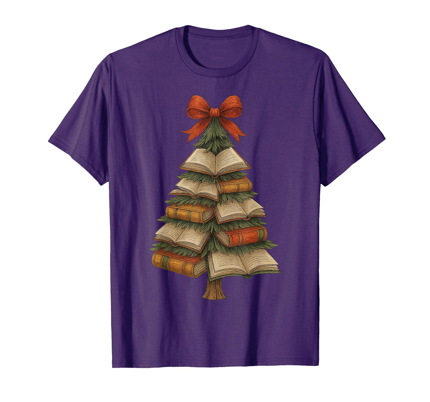 Vingate Retro Christmas Tree Coquette Xmas Book Club Book T-Shirt